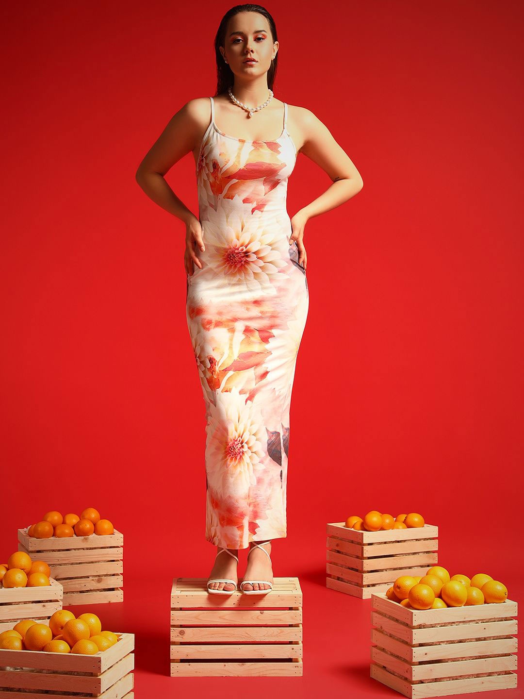 

TANDUL Print Maxi Dress, Pink
