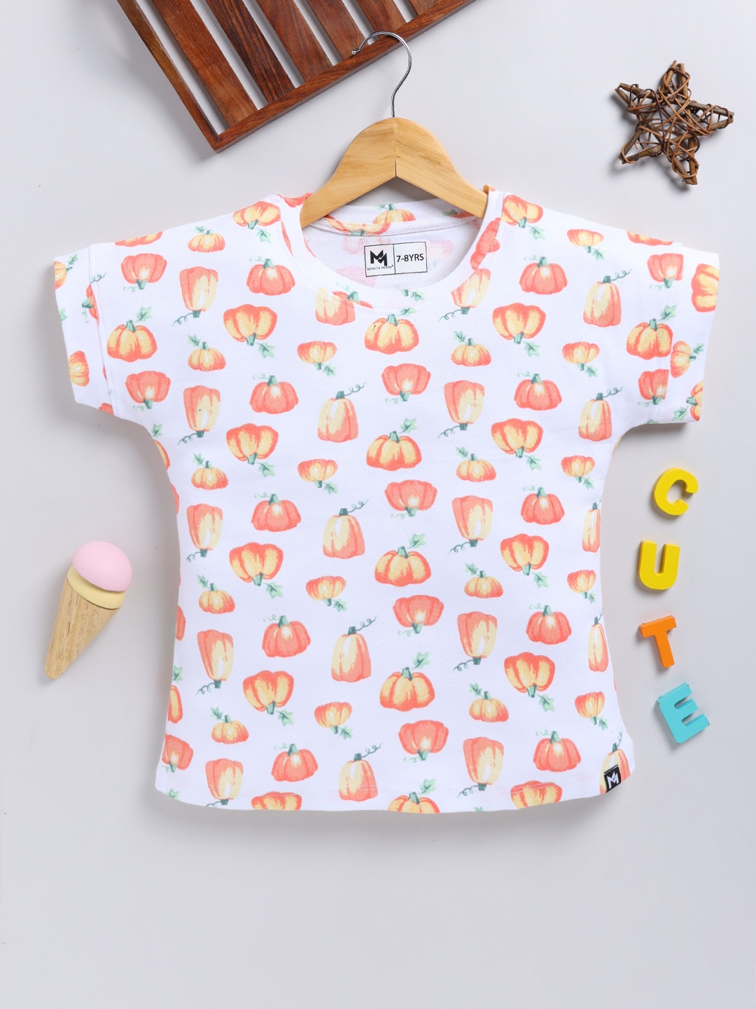 

YK X Minute Mirth Girls Conversational Printed Extended Sleeves Pure Cotton T-shirt, White