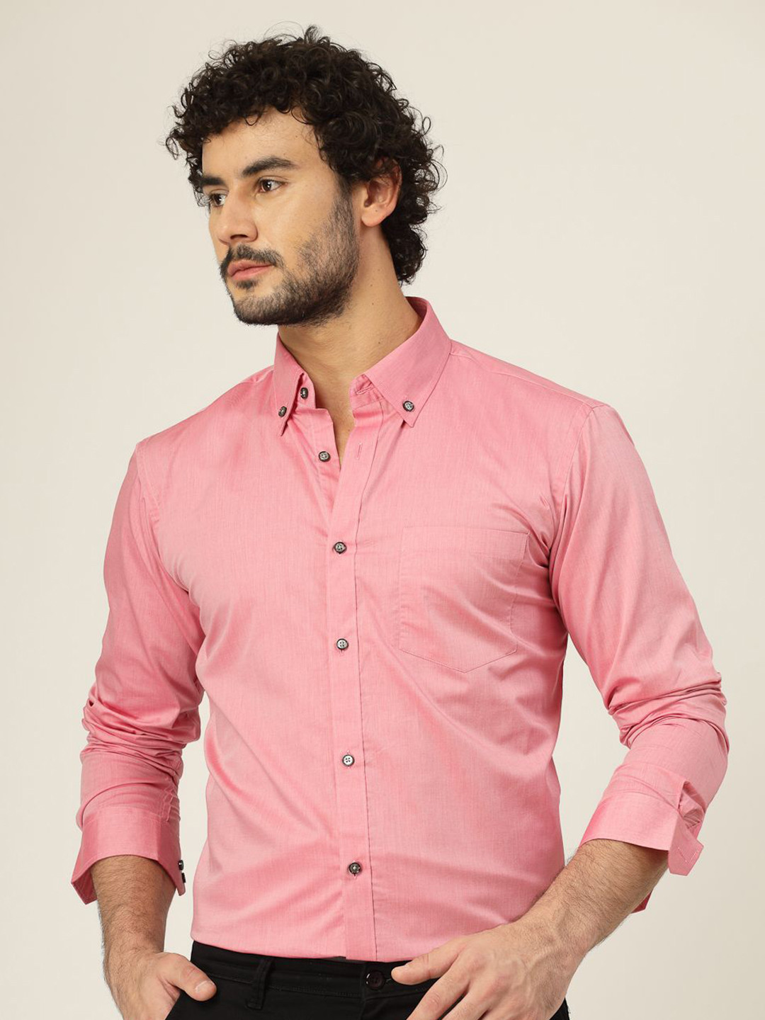 

SYED BAWKHER Men Classic Slim Fit Opaque Party Shirt, Pink