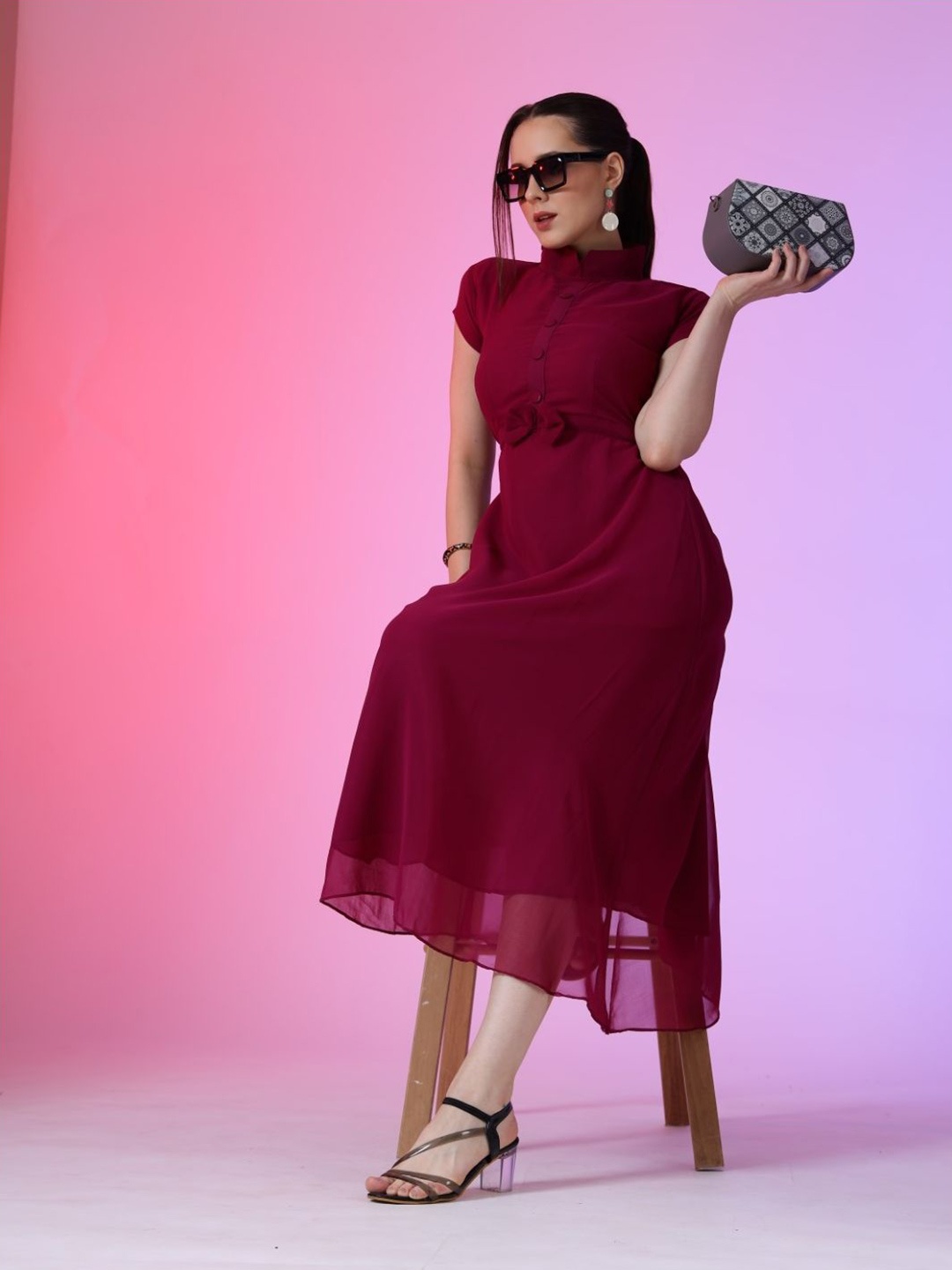 

Femvy Women Fit & Flare Midi Dress, Magenta
