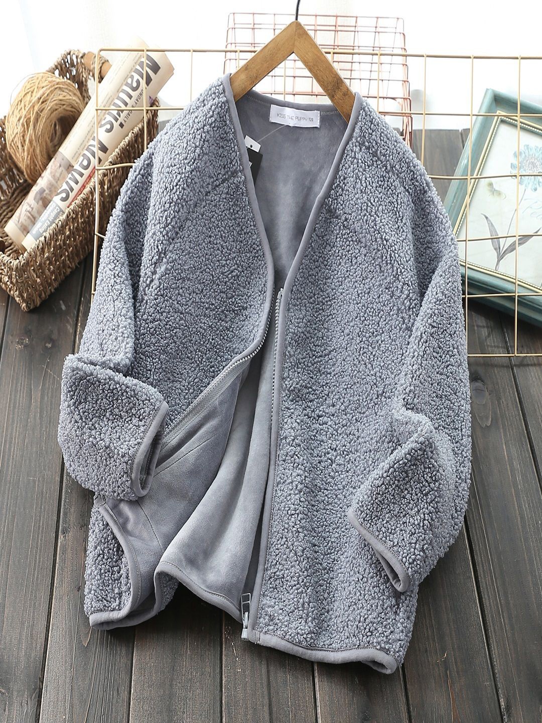 

Xsole Kids Collarless Long Sleeve Jacket, Grey