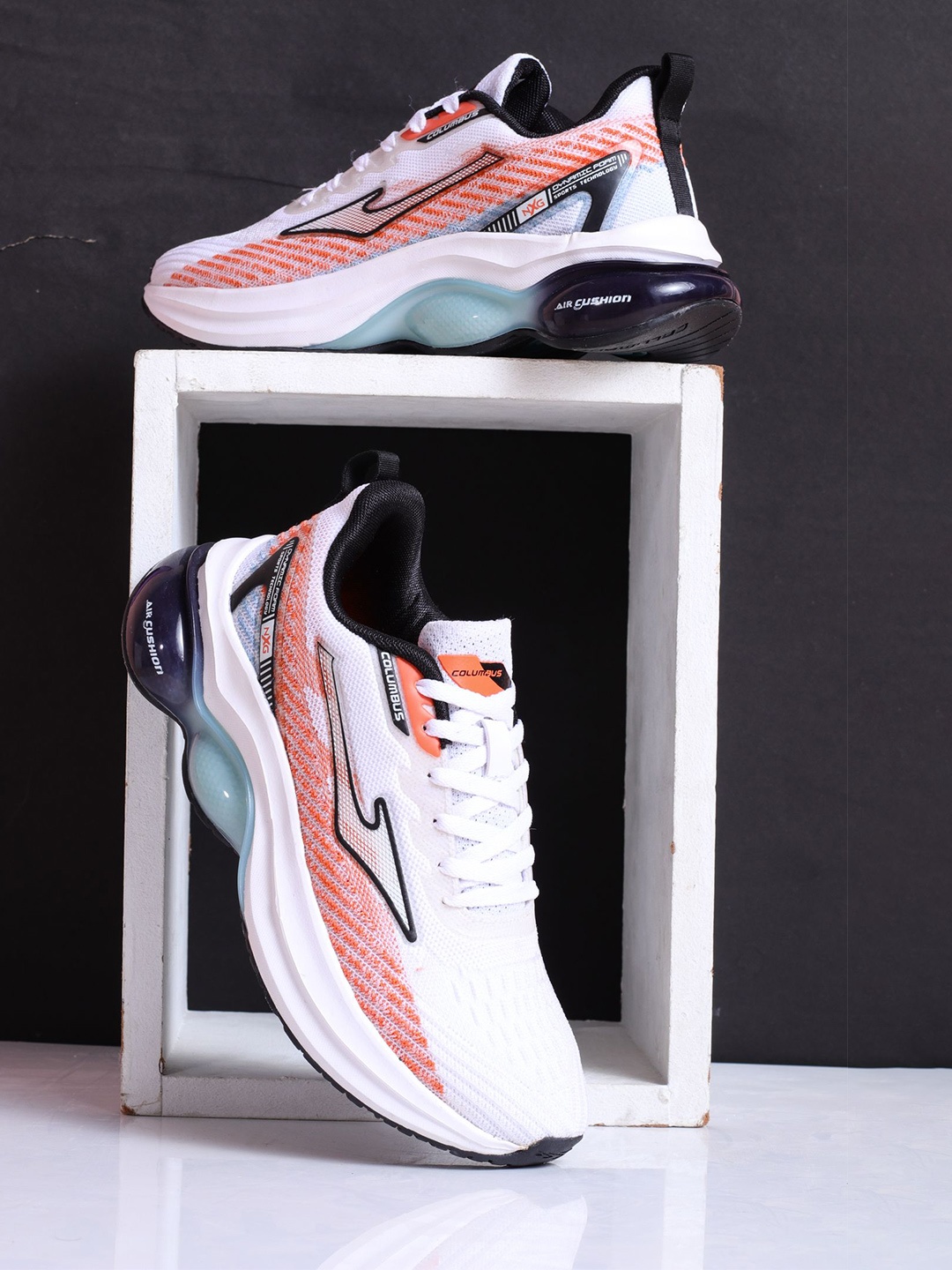 

Columbus Men Colourblocked Lace-Up Running Non-Marking Shoes, White
