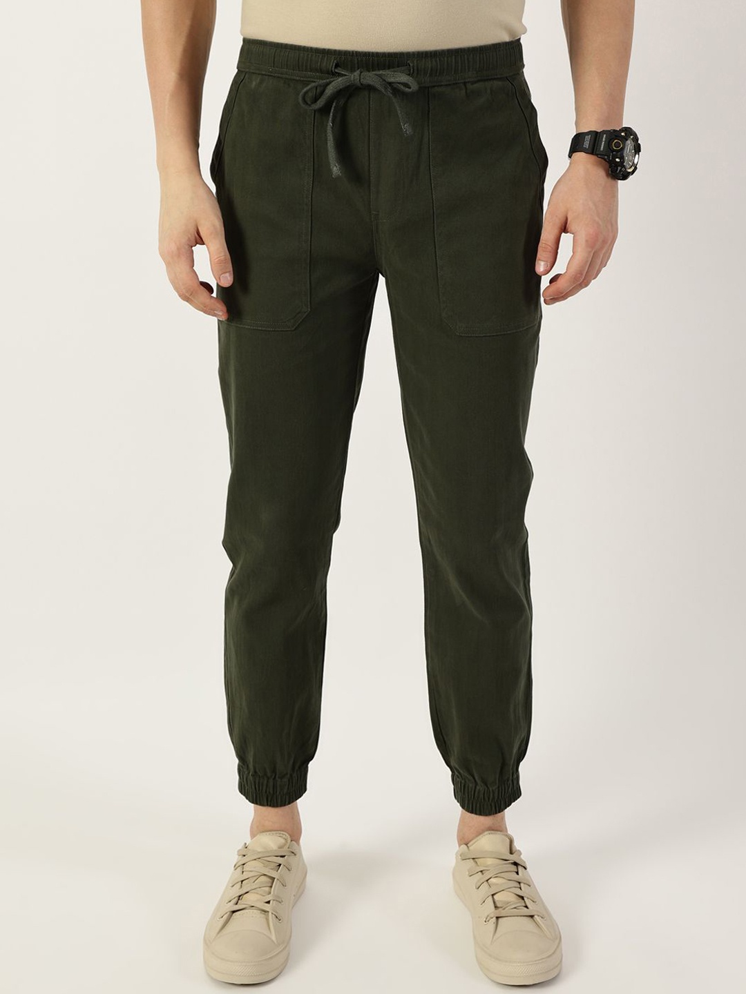 

Thomas Scott Men Smart Easy Wash Joggers Trousers, Green