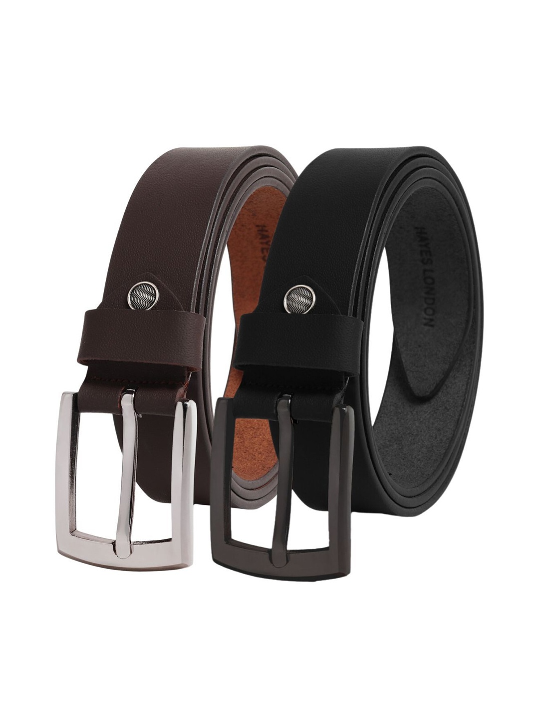 

Hayes London Men Formal Belts Combo Pack of 2 Premium Genuine Leather Belt, Black