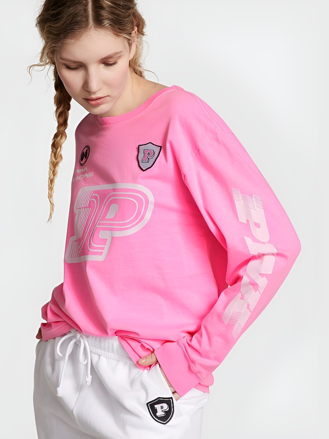 

Victoria's Secret Women Typography Printed Round Neck Cotton T-shirt, Pink