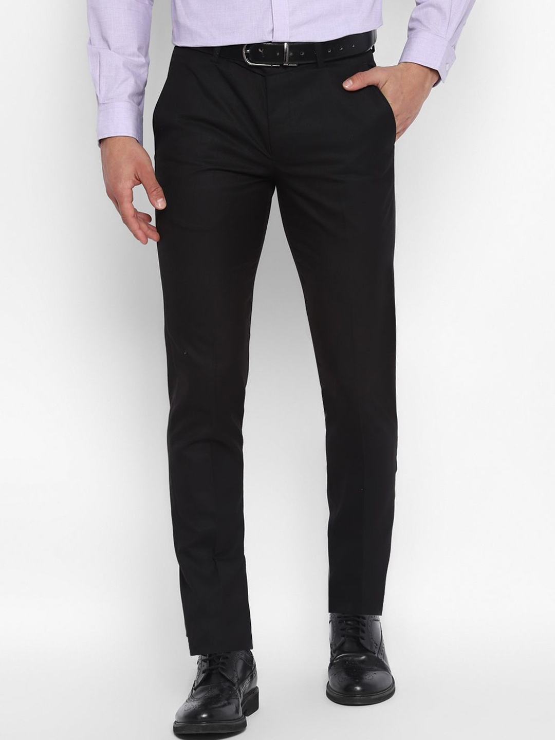

Turtle Men Tailored Slim Fit Mid-Rise Formal Trousers, Black