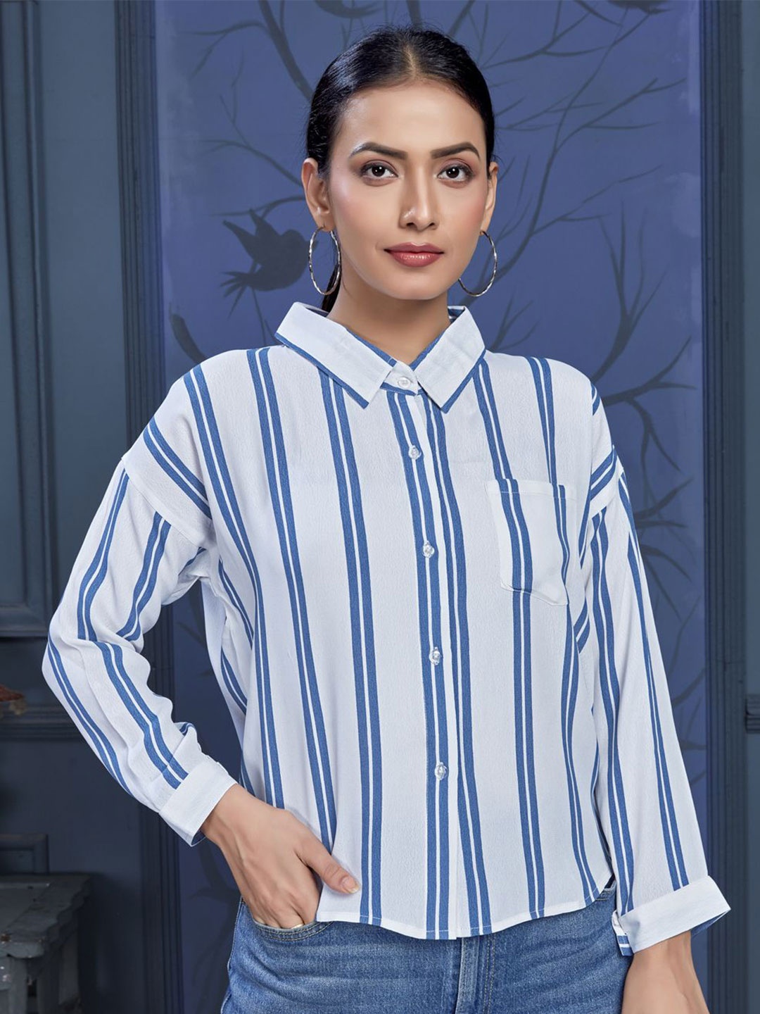 

Komarri U Women Opaque Striped Casual Shirt, White