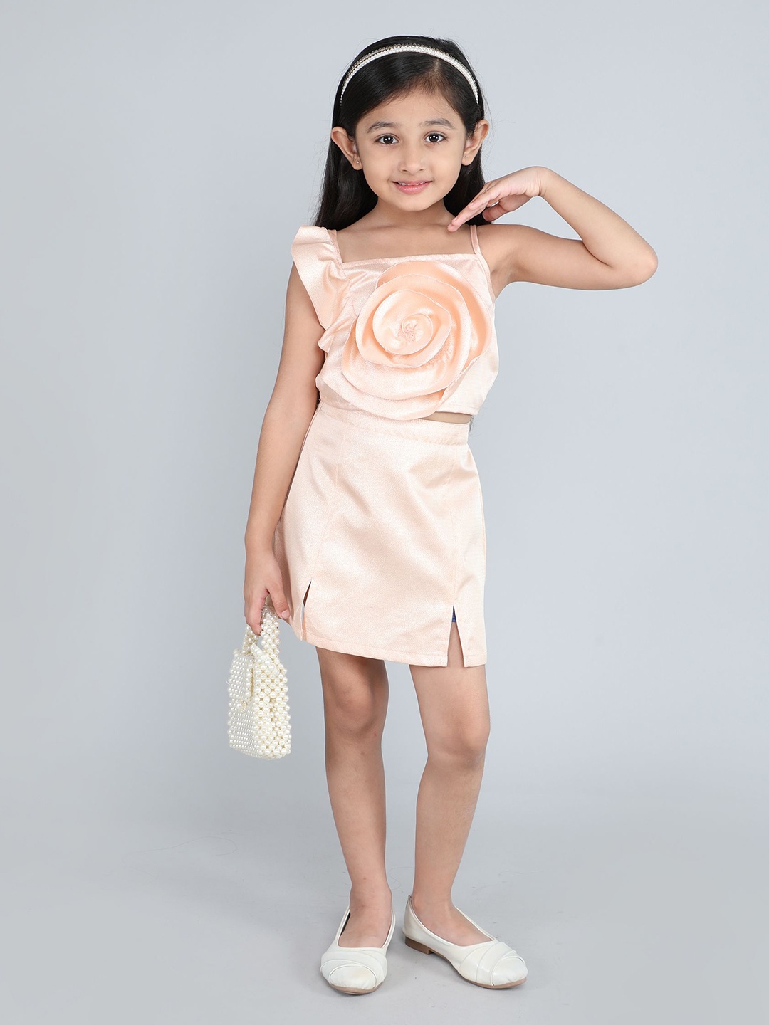 

taffykids Girls Top with Skirt, Peach