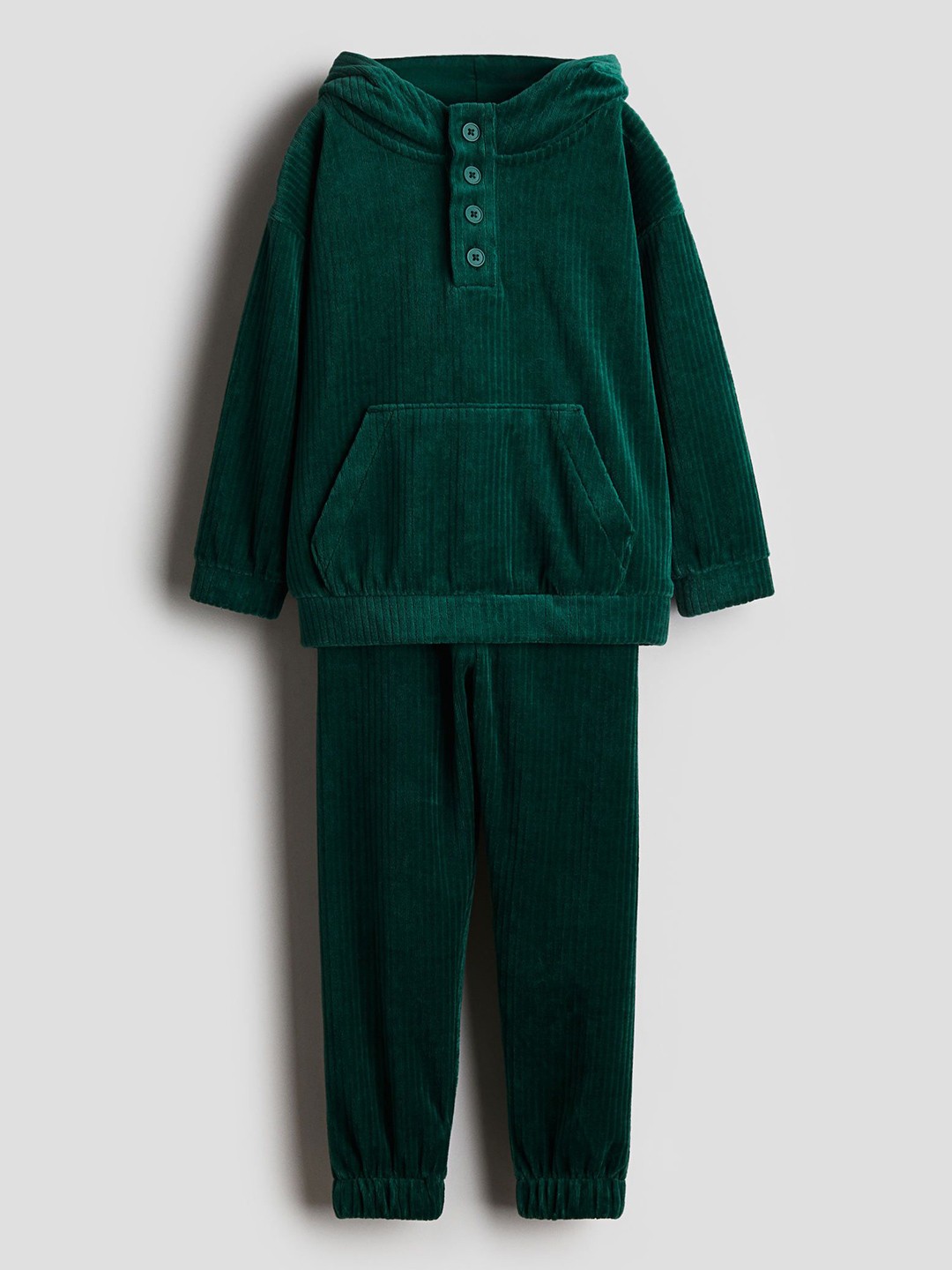 

H&M 2-Piece Ribbed Velour Set, Green