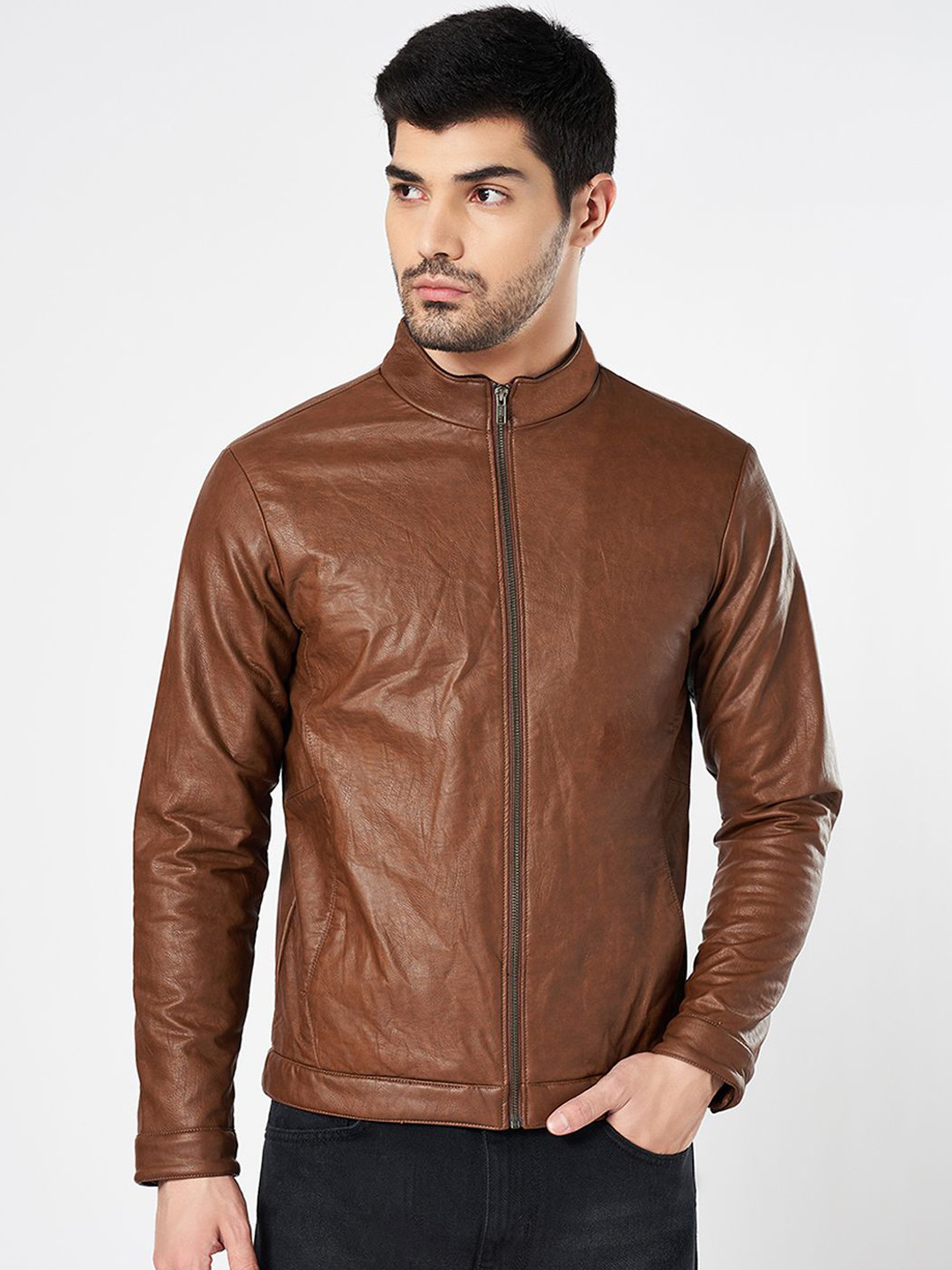 

SF JEANS by Pantaloons Men Biker Jacket, Brown
