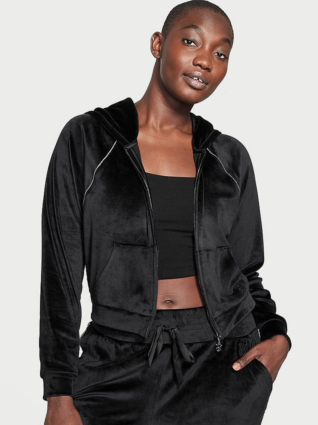 

Victoria's Secret Women Hooded Long Sleeves Sweatshirt, Black