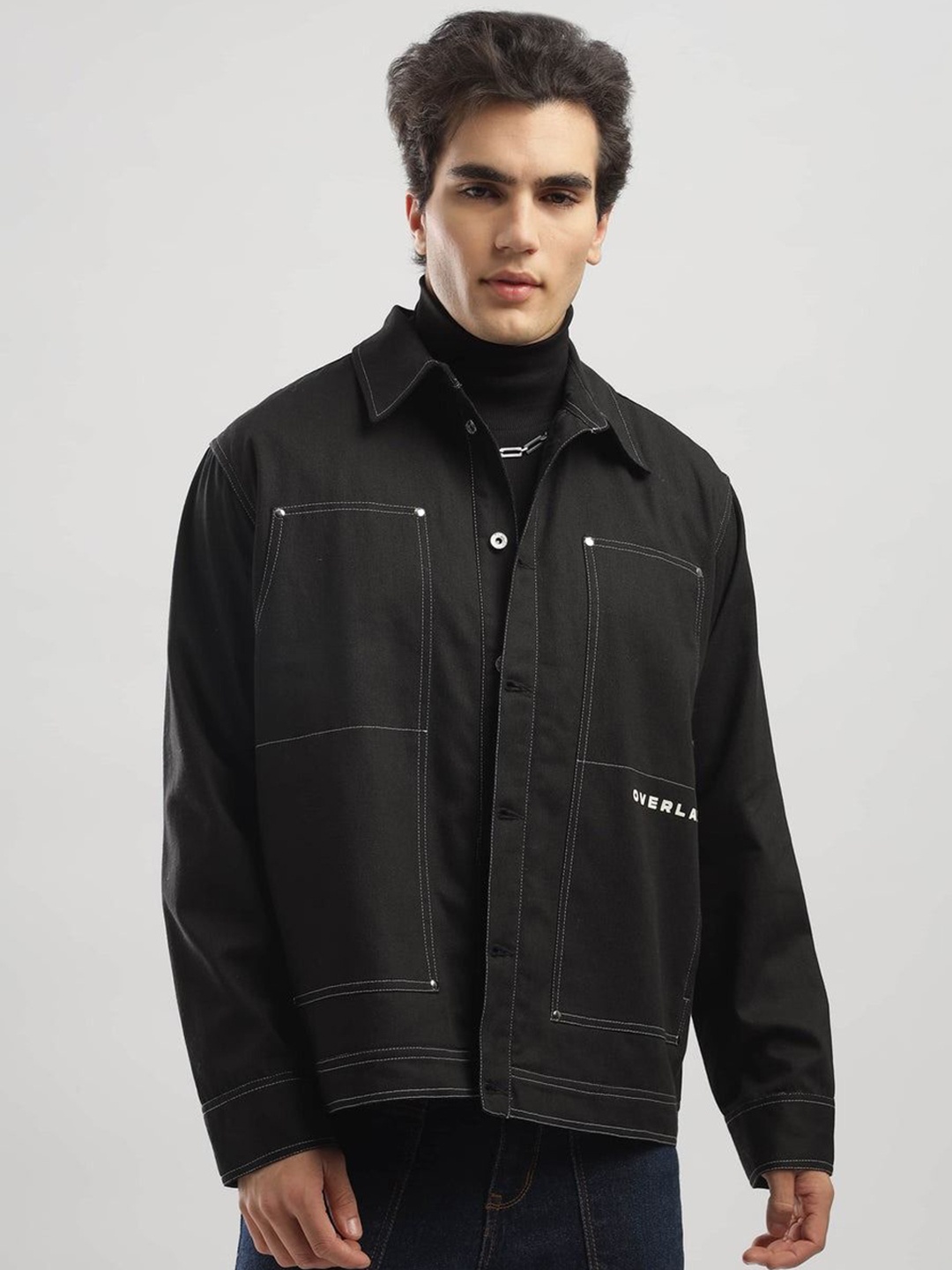 

Overlays Men Brand Logo Quilted Jacket, Black