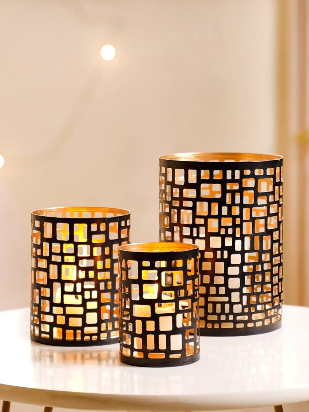 

Nestasia Black 3 Pieces Cutwork Candle Holder