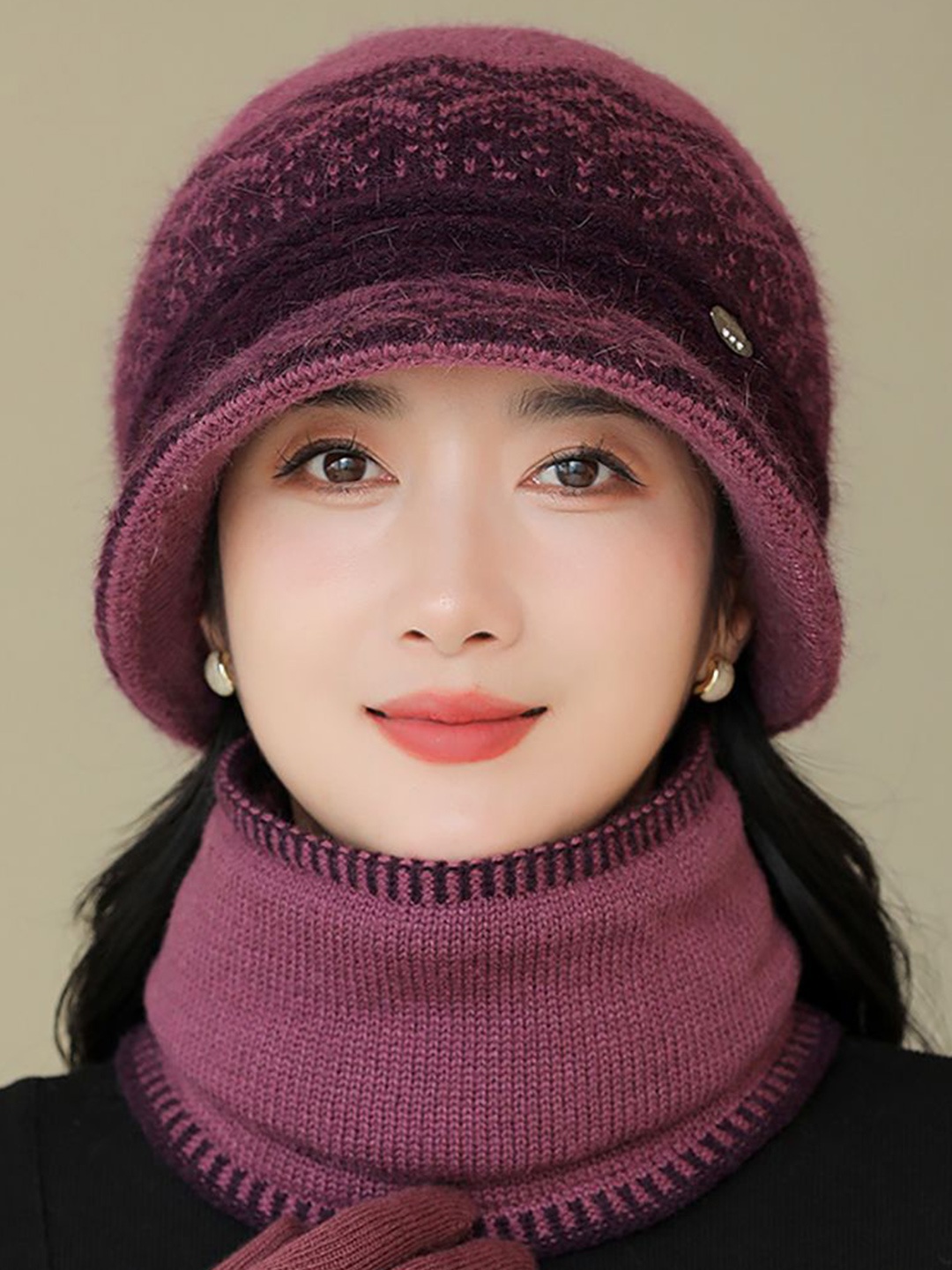 

StyleCast x Revolte Women Self Design Balaclava Cap, Maroon