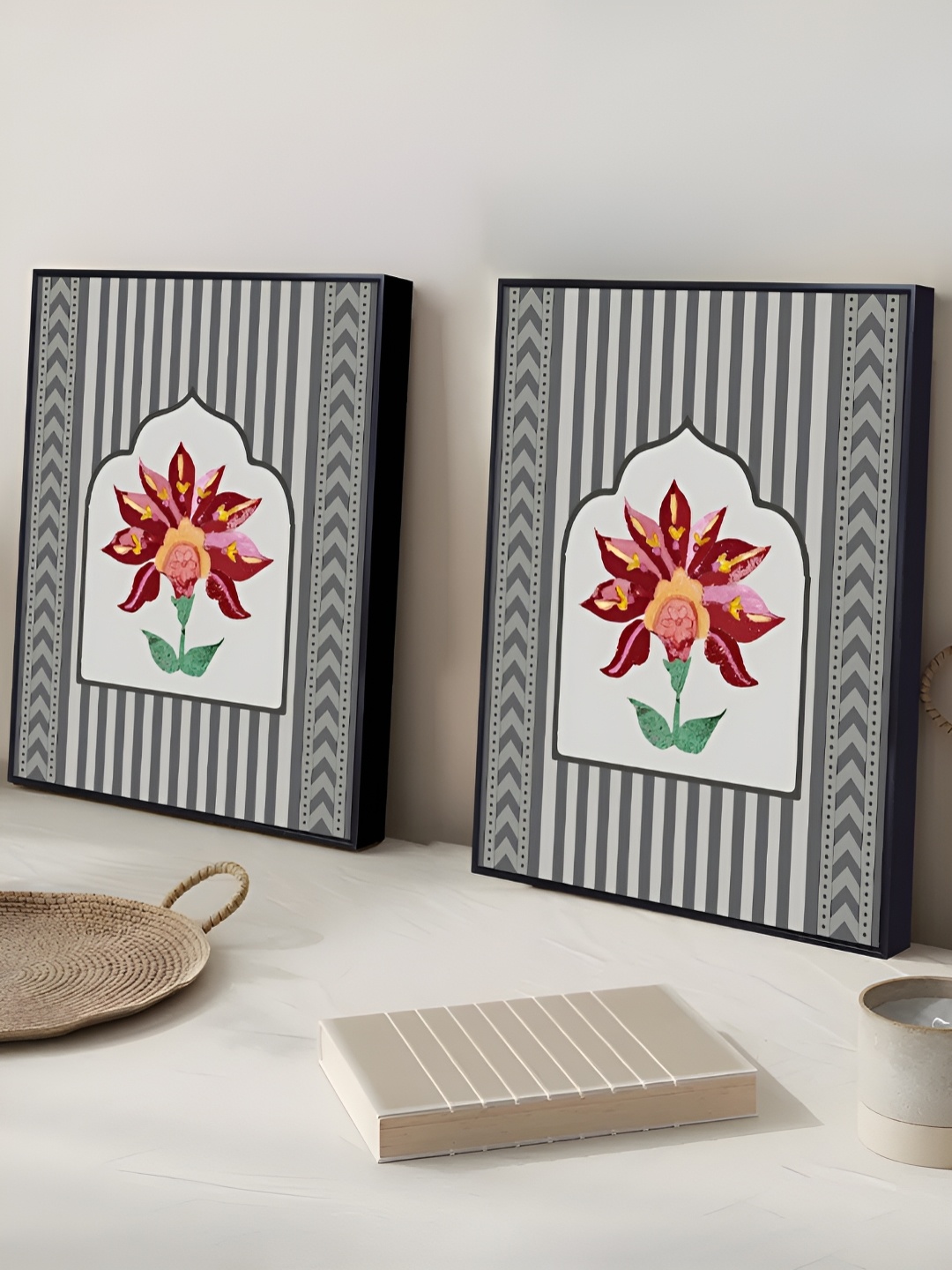 

Art Street Red & Grey 2 Piece Canvas Floral and Botanical Wall Paintings