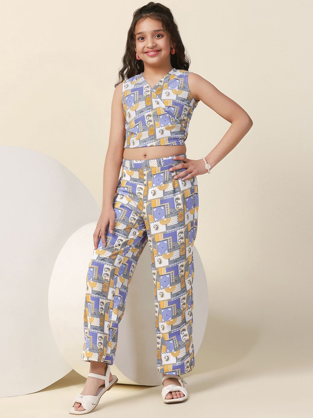 

BAESD Girls Printed Top & Trousers Clothing Set, Blue