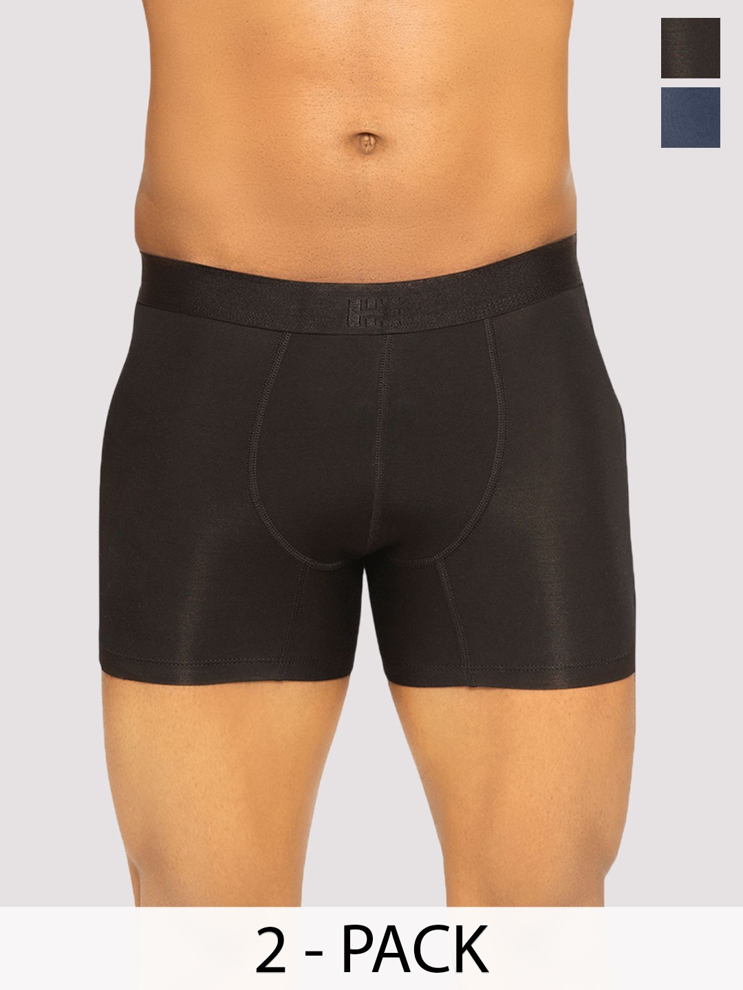 

HIELABS Men Pack Of 2 Outer Elastic Long Trunks, Black