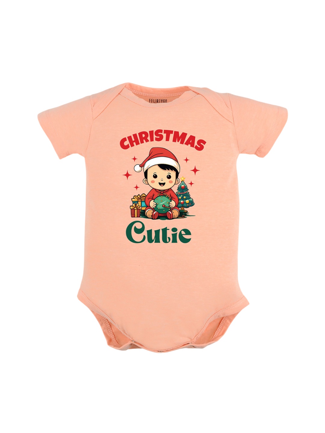

FFLIRTYGO Infants Printed Pure Cotton Bodysuit, Peach