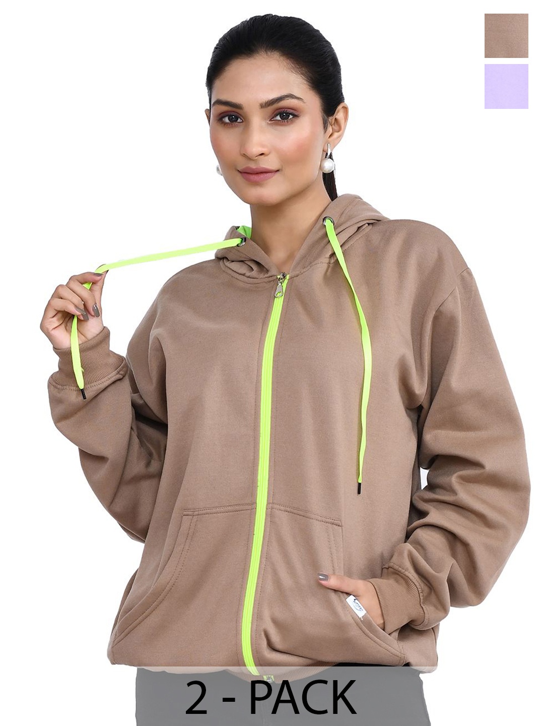 

RAPL Women Pack Of 2 Hooded Sweatshirt, Brown