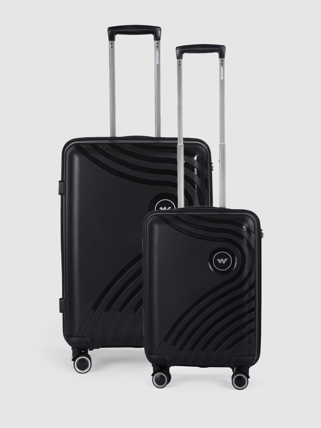 

Wildcraft Set of 2 Onyx Trolley Suitcases - Cabin & Medium, Black