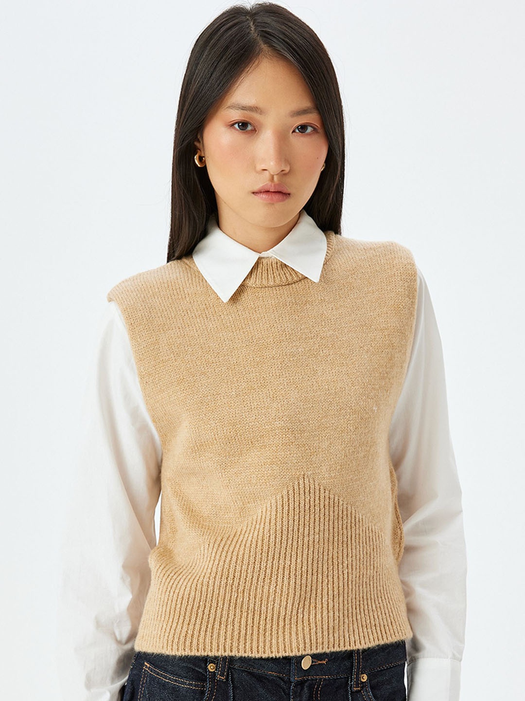 

Koton Women Sweater Vest, Beige
