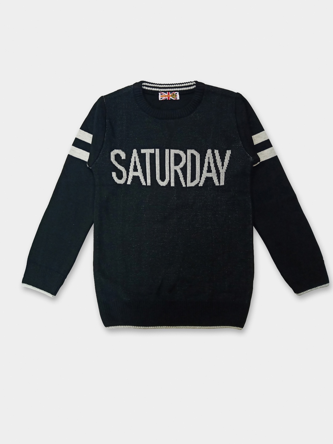 

Here&Now X Game Begins Boys Acrylic Typography Printed Pullover, Black