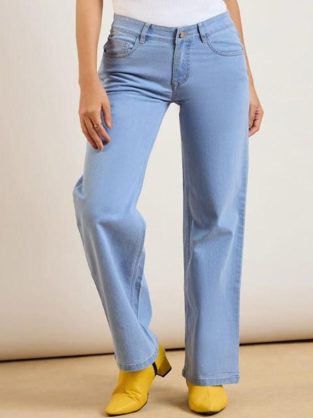 

Perfect Outlet Women Wide Leg High-Rise Stretchable Jeans, Blue