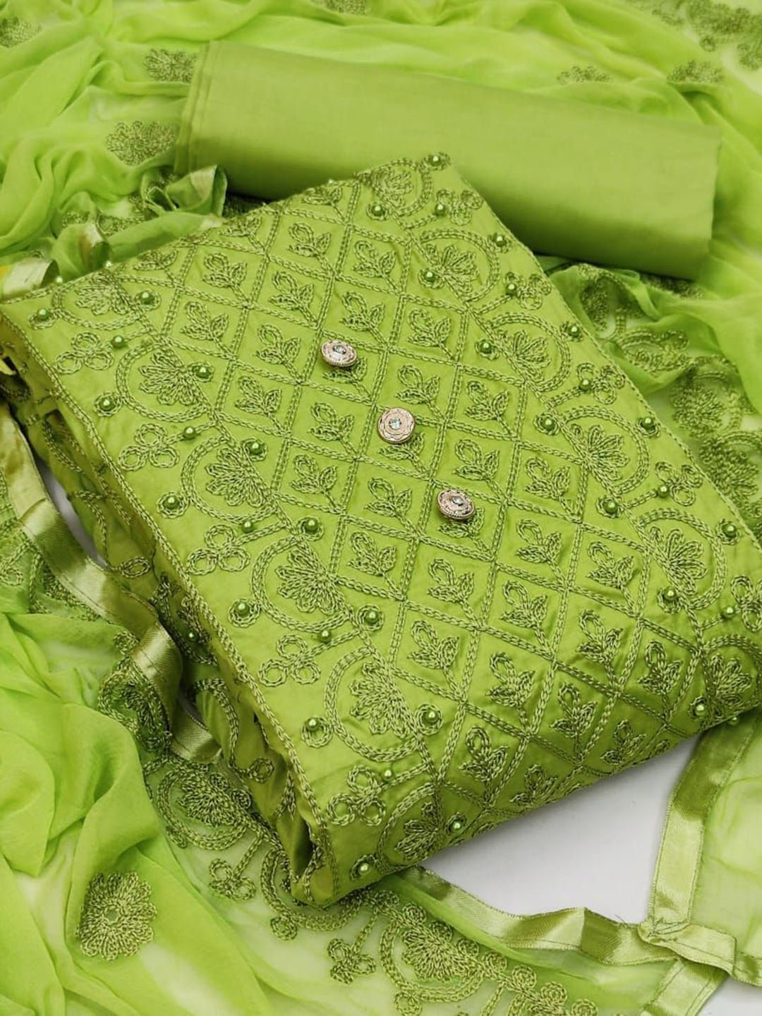 

Suha Unstitched Dress Material, Green