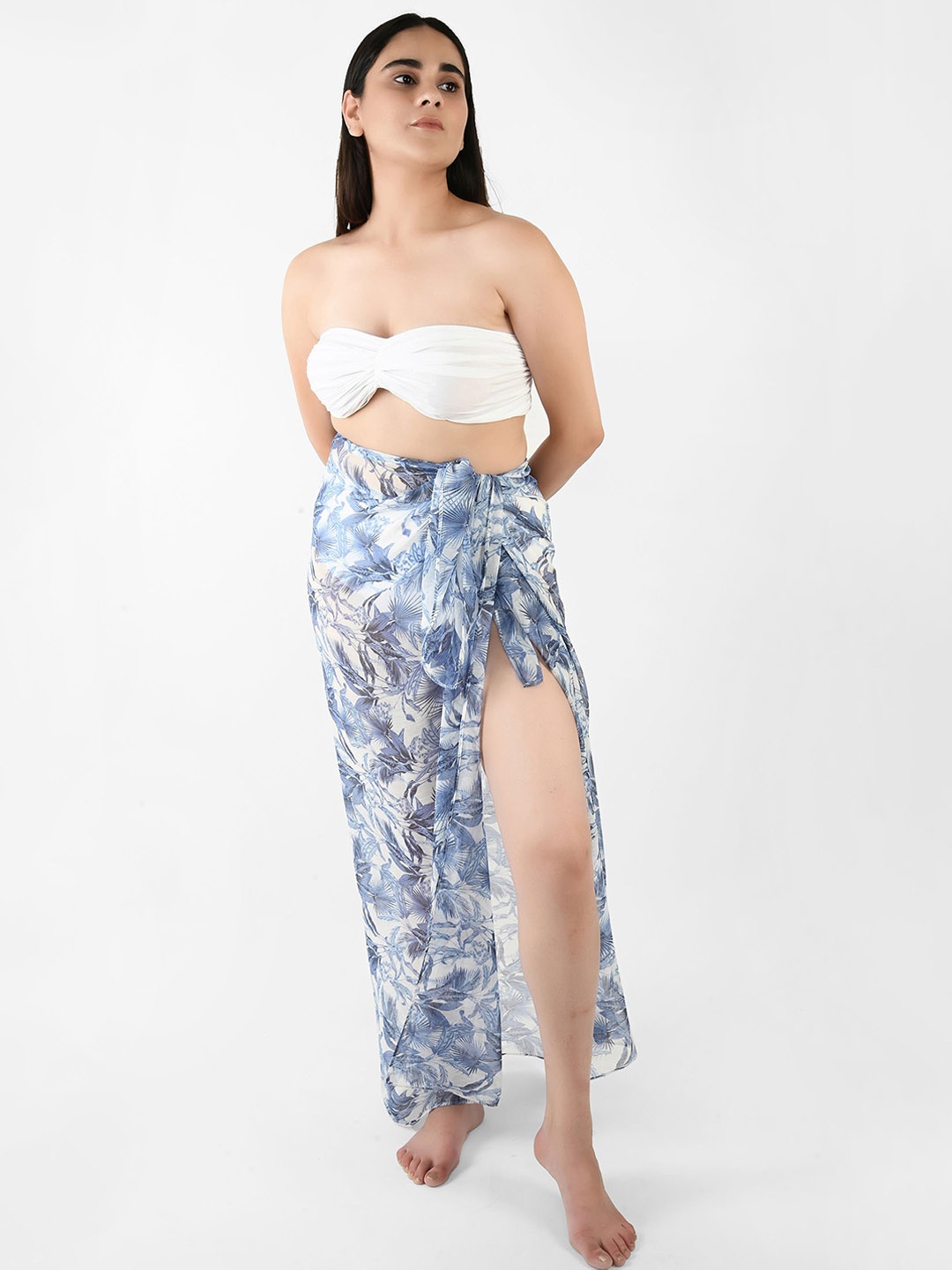 

Blissence Women Tropical Printed Long Sarong Cover-up, Blue