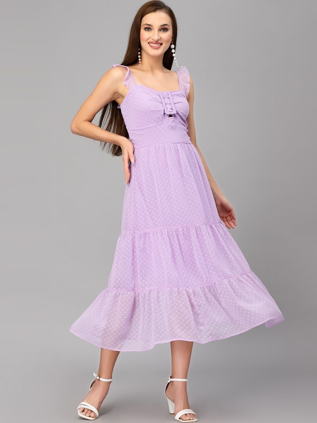 

BAESD Women Georgette Fit & Flare Midi Dress, Purple