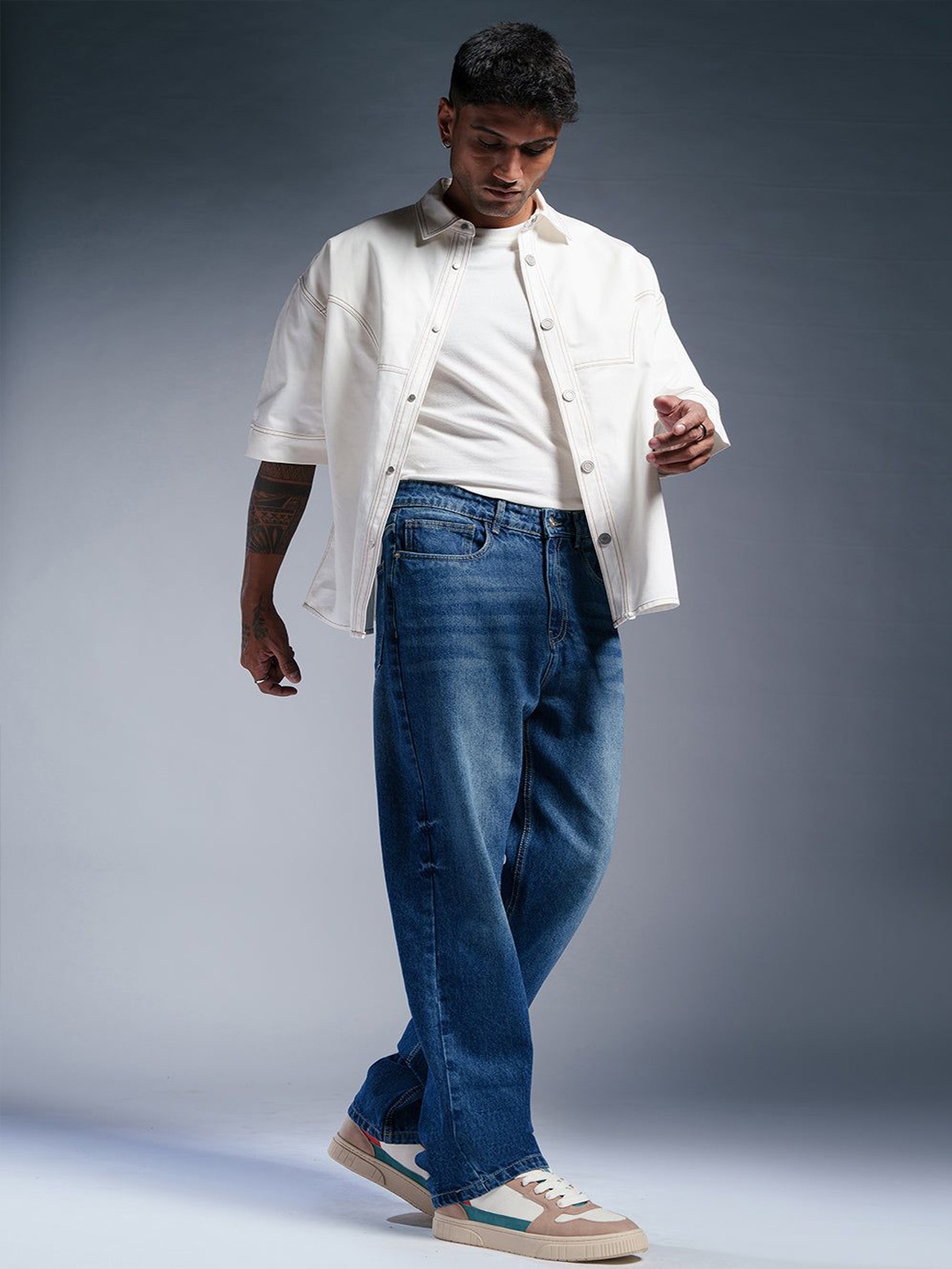 

FREAKINS Men Cotton Straight Fit High-Rise Jeans, Blue