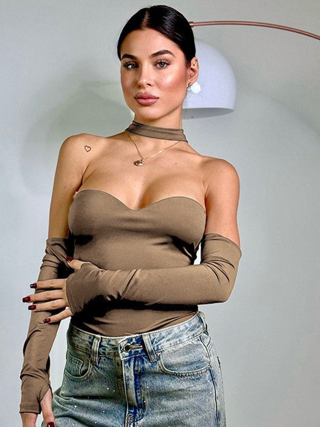 

DressBerry Strapless Tube Top, Brown