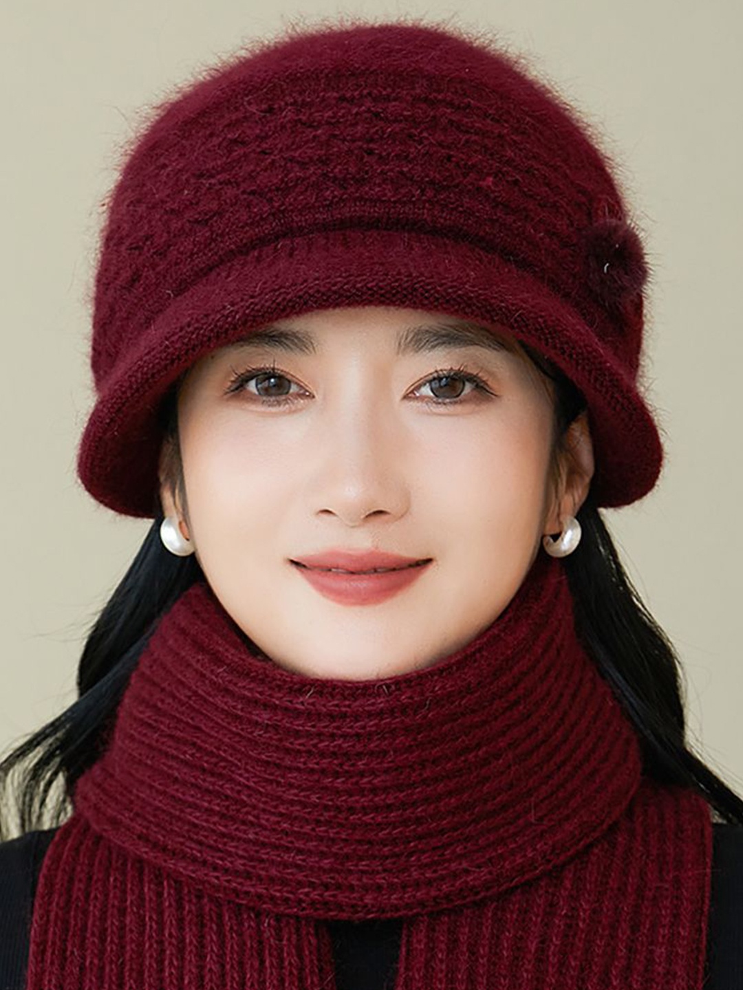 

StyleCast x Revolte Women Self Design Beanie, Maroon