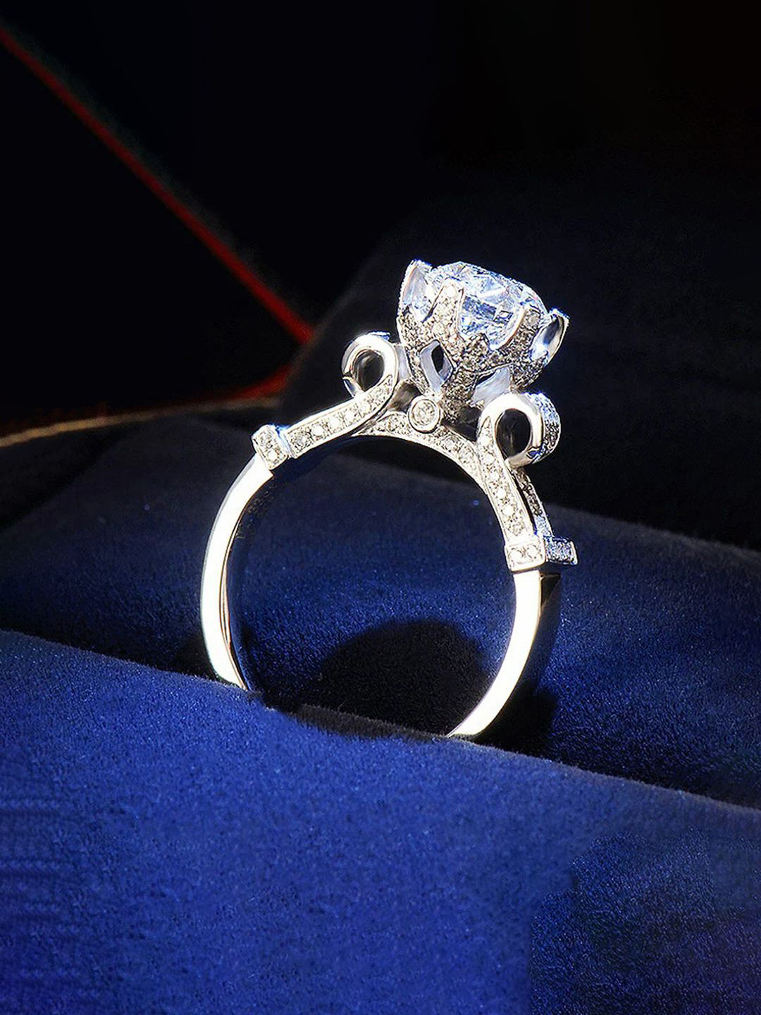 

Jewels Galaxy Silver-Plated Crystals Stone-Studded Finger Ring