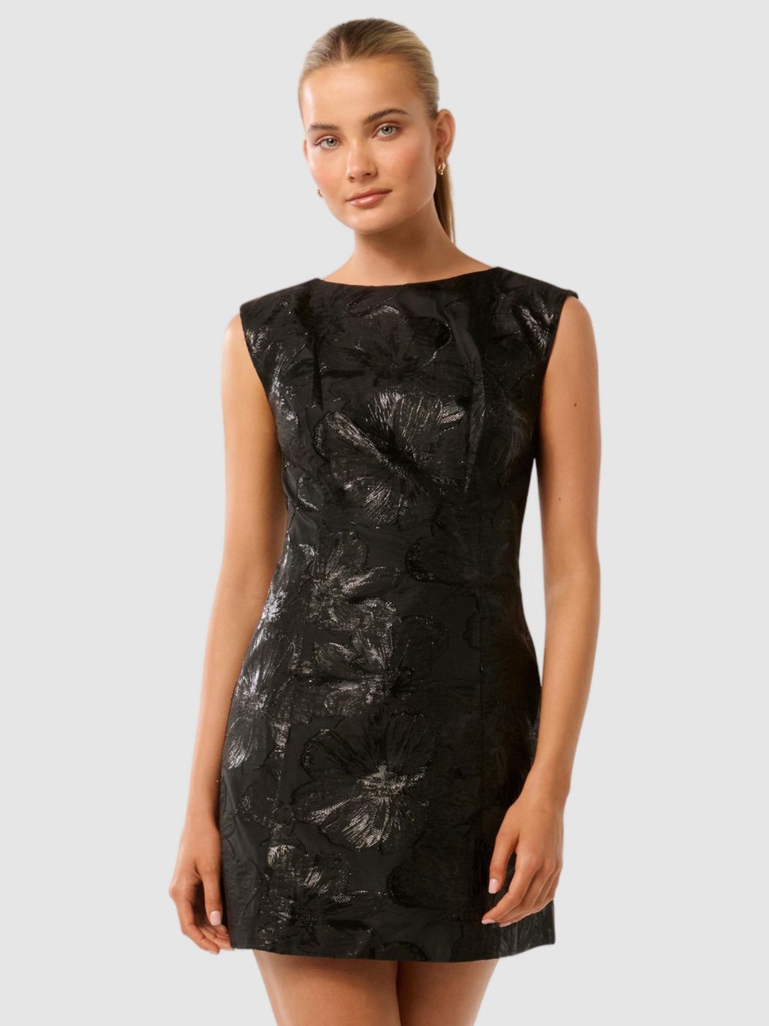 

Forever New Women Self Design A-Line Mini Dress, Black