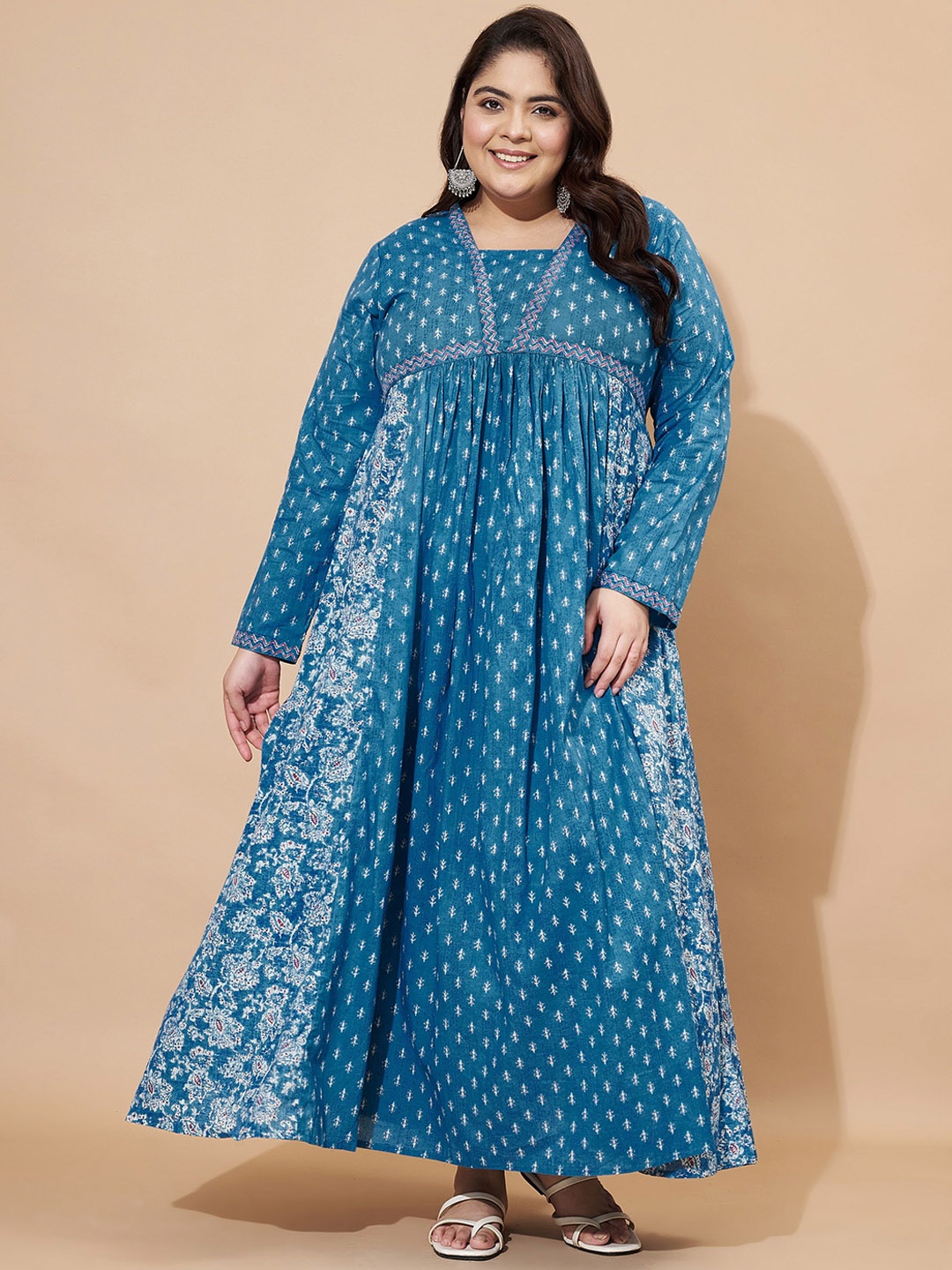 

Vbuyz Women Floral Printed Floral Anarkali Kurta, Blue