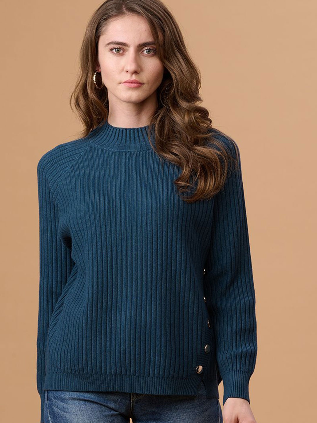 

Gipsy Women Striped Round Neck Pullover, Navy blue