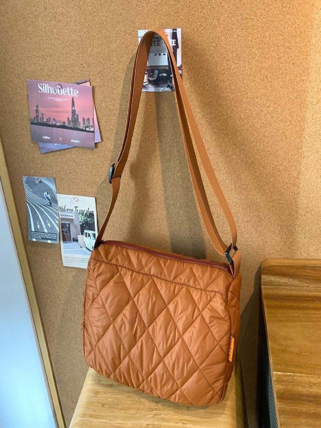 

StyleCast Brown Checked Structured Casual Side Bag with Quilted