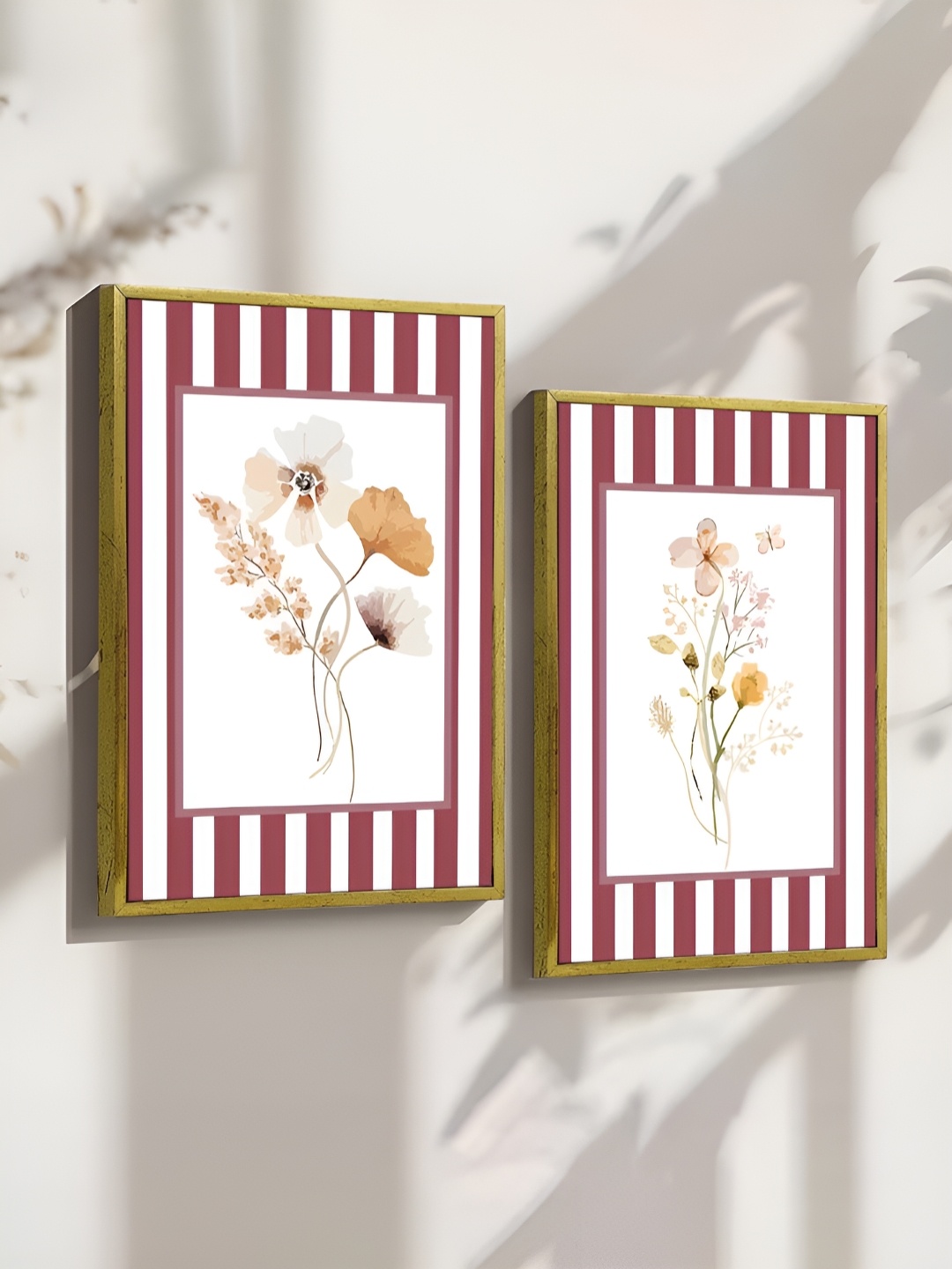 

Art Street White & Maroon 2 Piece Canvas Floral and Botanical Wall Paintings
