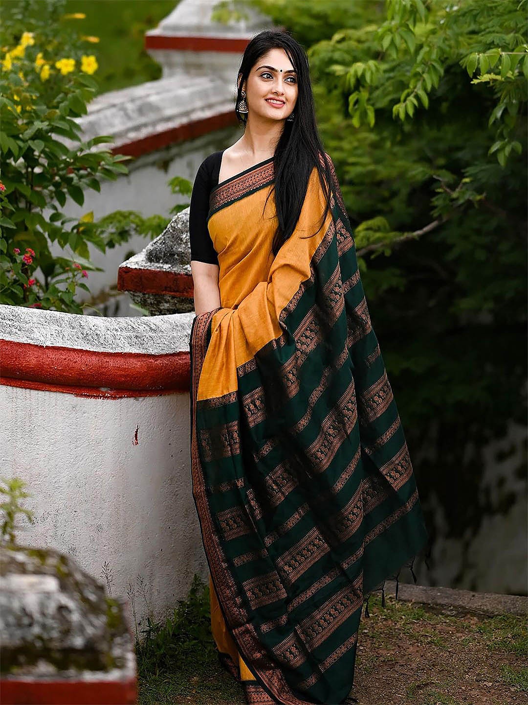 

Anouk Woven Design Zari Kanjeevaram Saree, Mustard