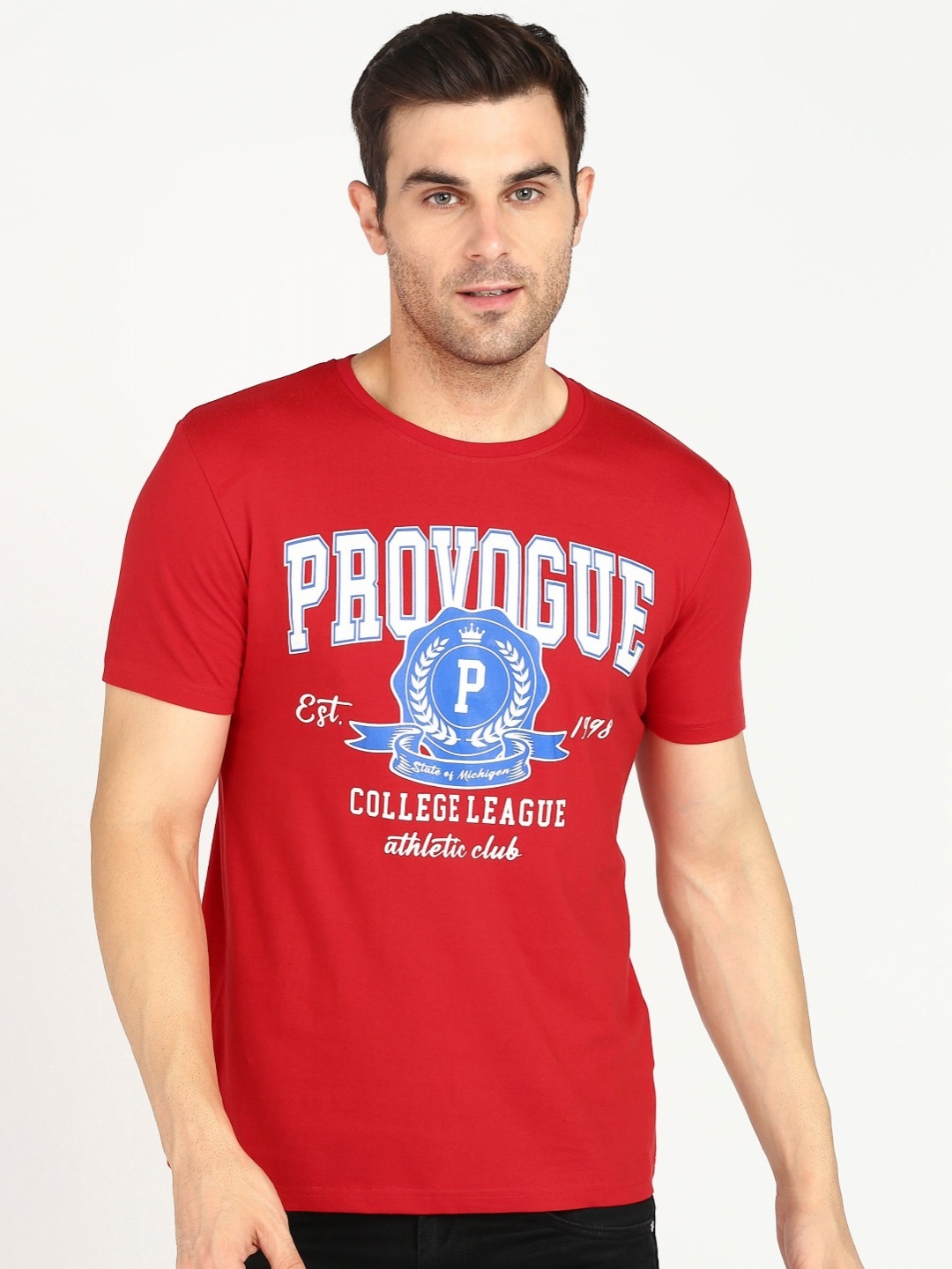 

Provogue Men Typography Printed Applique T-shirt, Red