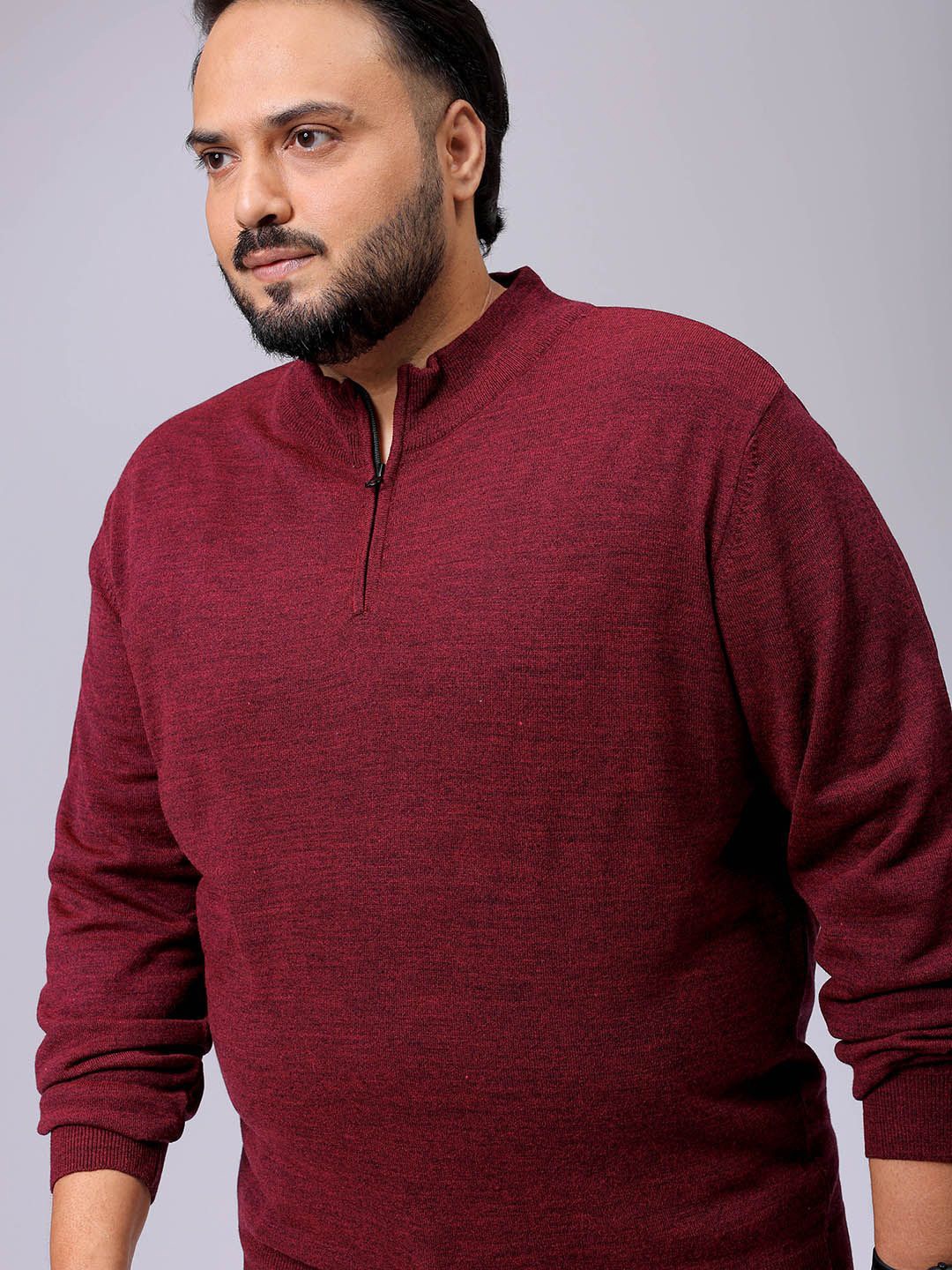 

Hardsoda by The Indian Garage Co Men Long Sleeves Mock Collar Pullover Plus Size, Maroon