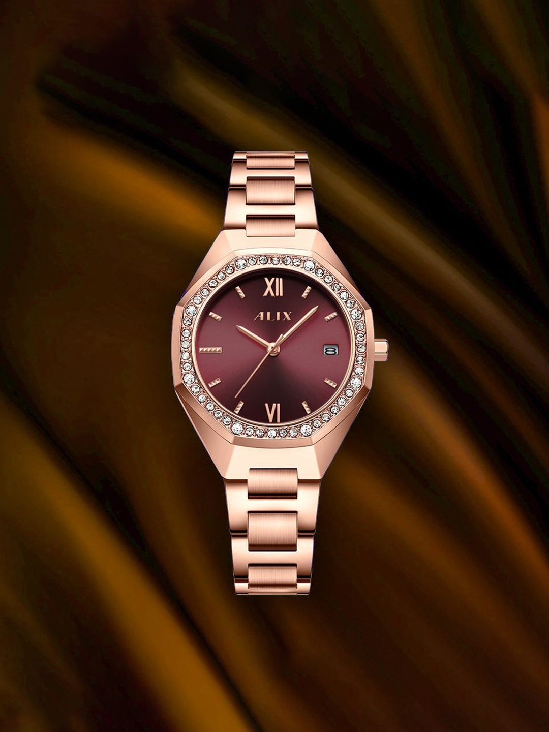 

ALIX Women Dial & Stainless Steel Bracelet Style Straps Analogue Watch AL2531 RGPPL, Rose gold