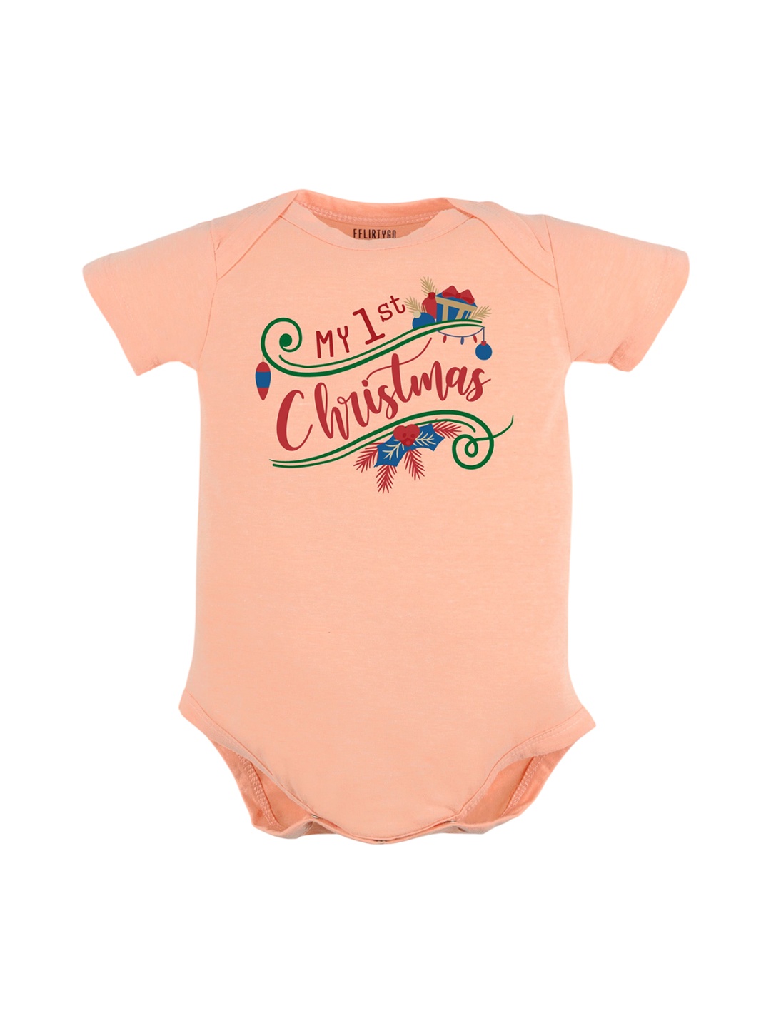 

FFLIRTYGO Infants Printed Pure Cotton Bodysuit, Peach
