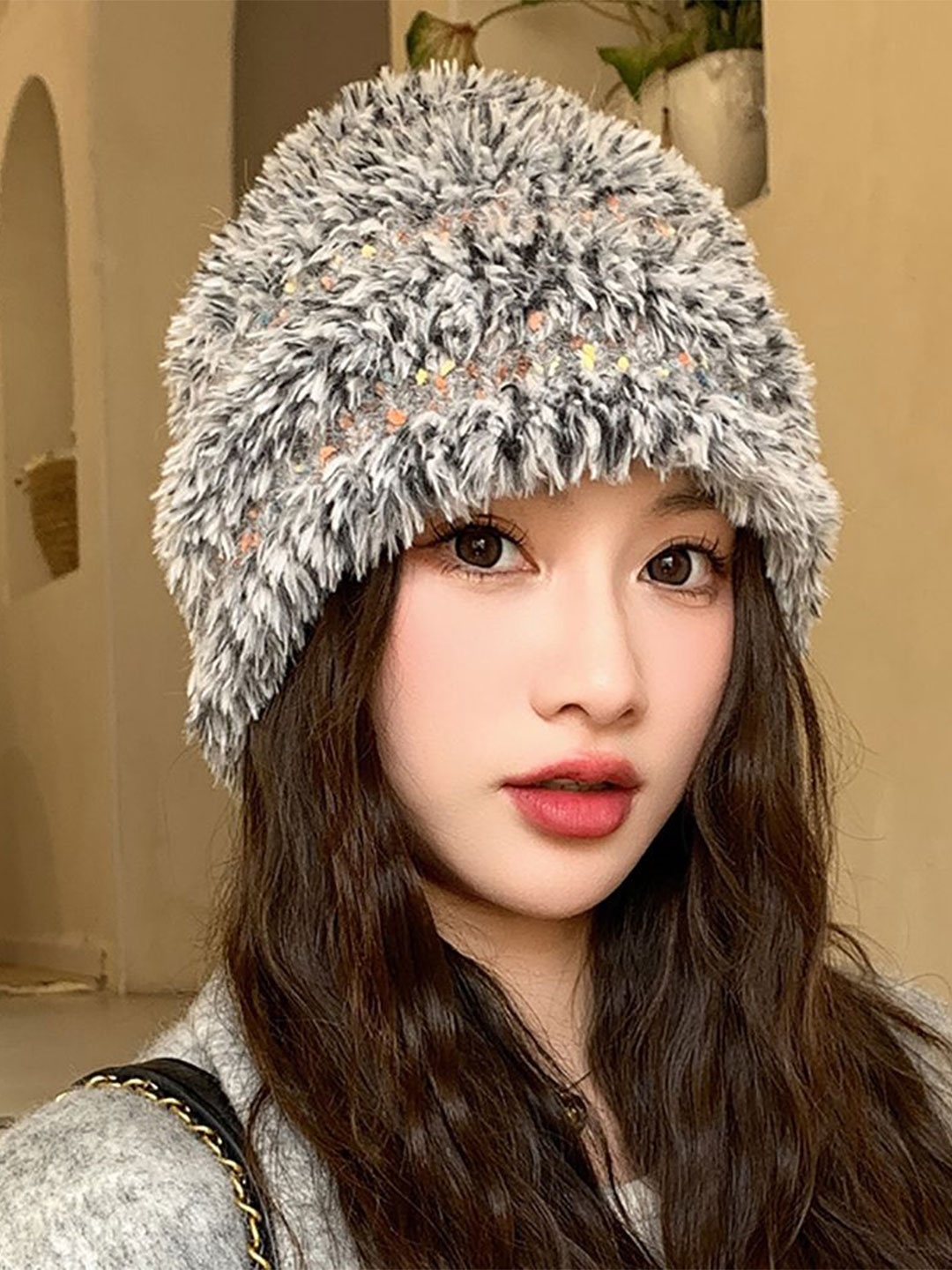 

StyleCast x Revolte Women Self Design Beanie, Grey