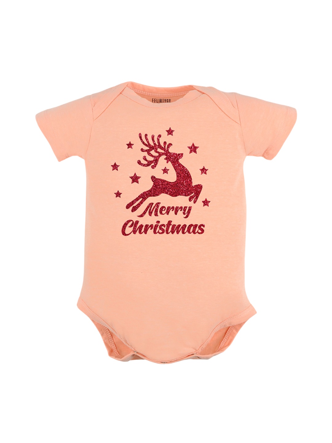 

FFLIRTYGO Infants Printed Pure Cotton Bodysuit, Peach