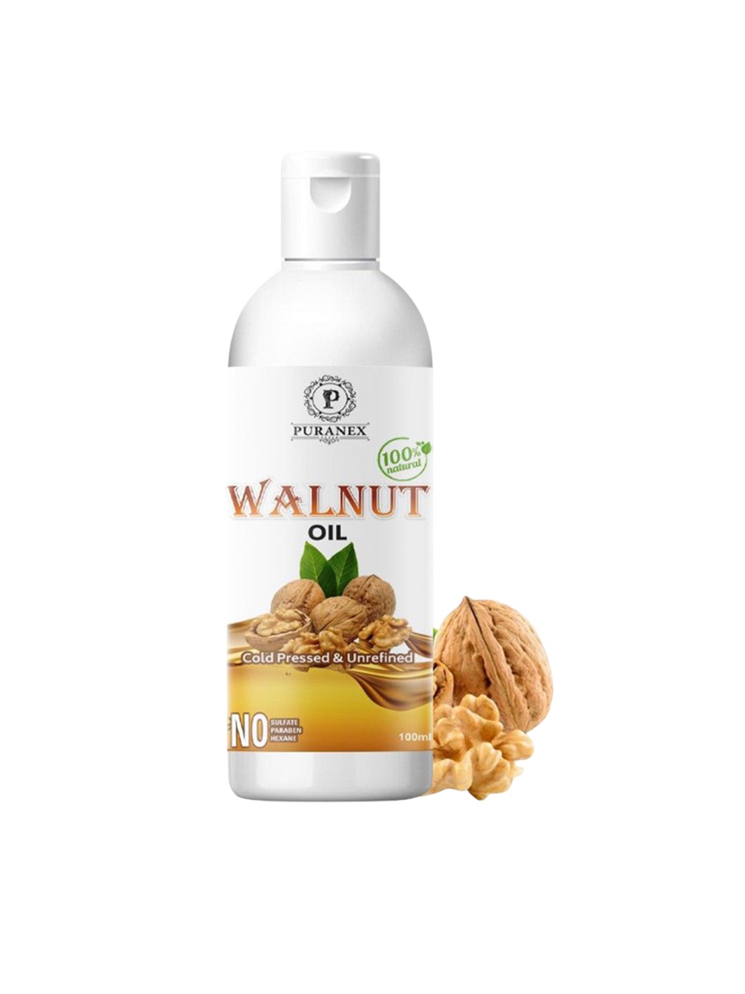 

Puranex Pure & Natural Cold Pressed Unrefined Walnut Oil -100ml, Transparent
