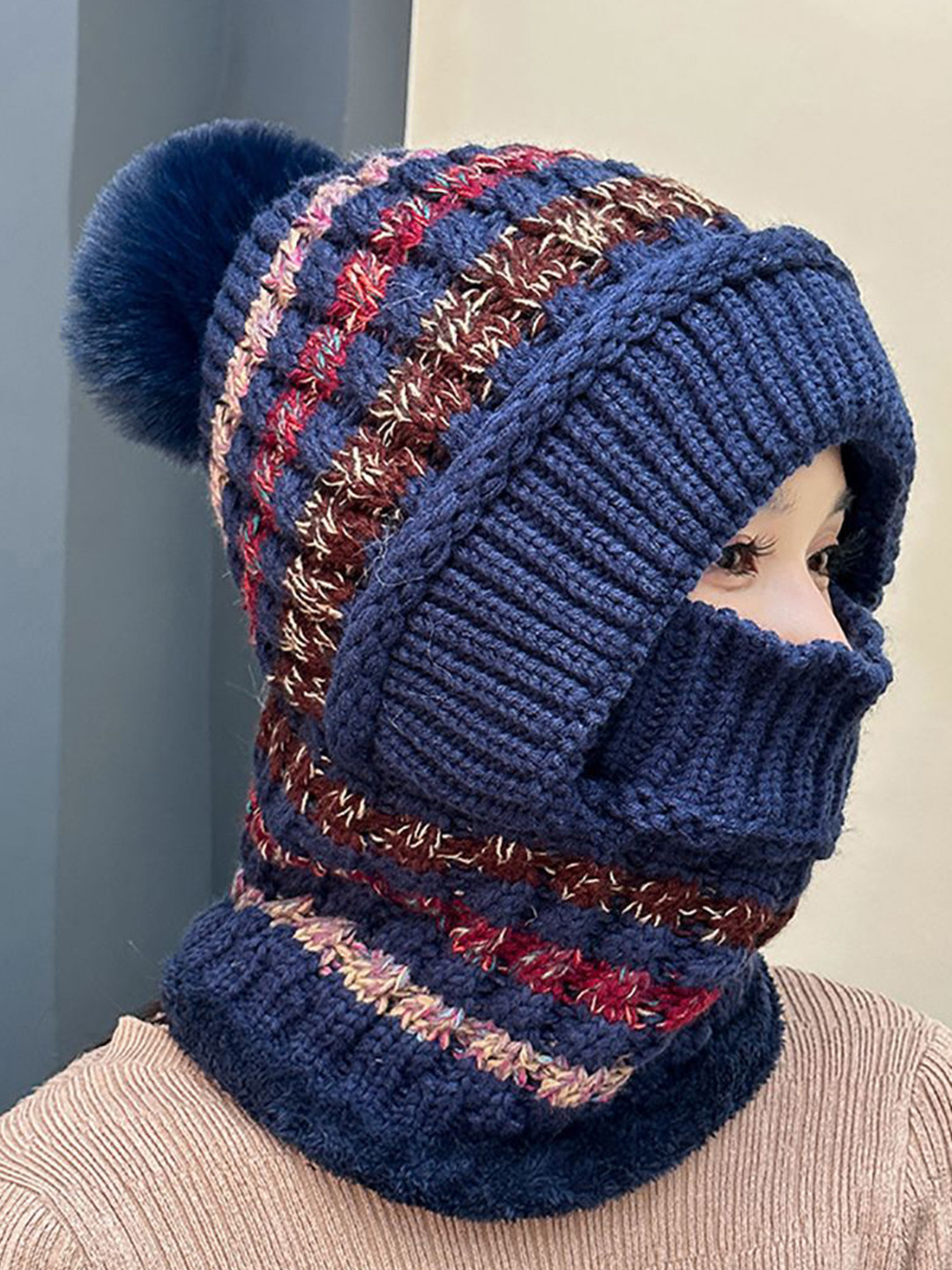 

StyleCast x Revolte Women Printed Balaclava, Navy blue