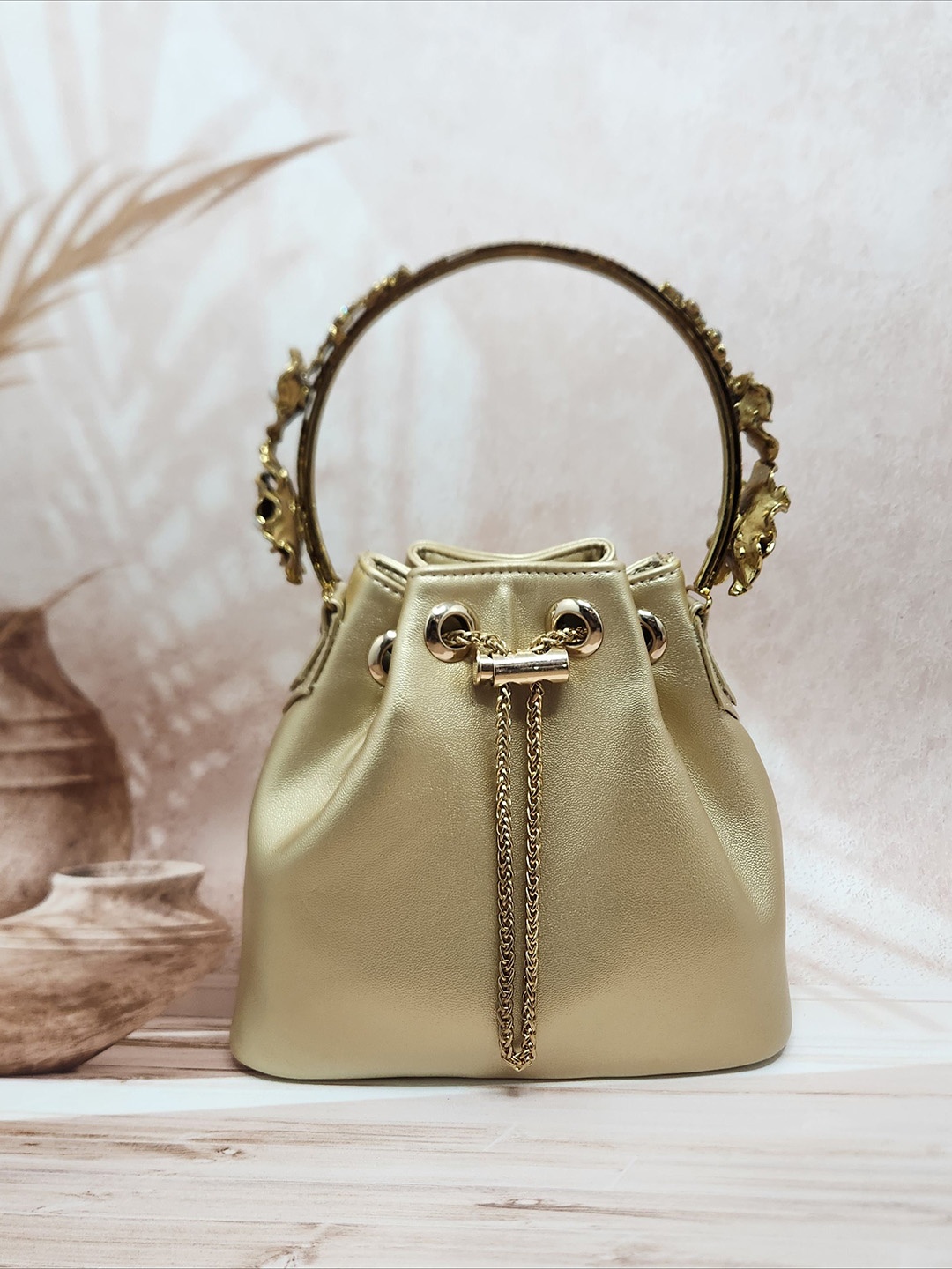 

Adwita Bucket Shoulder Bag, Gold