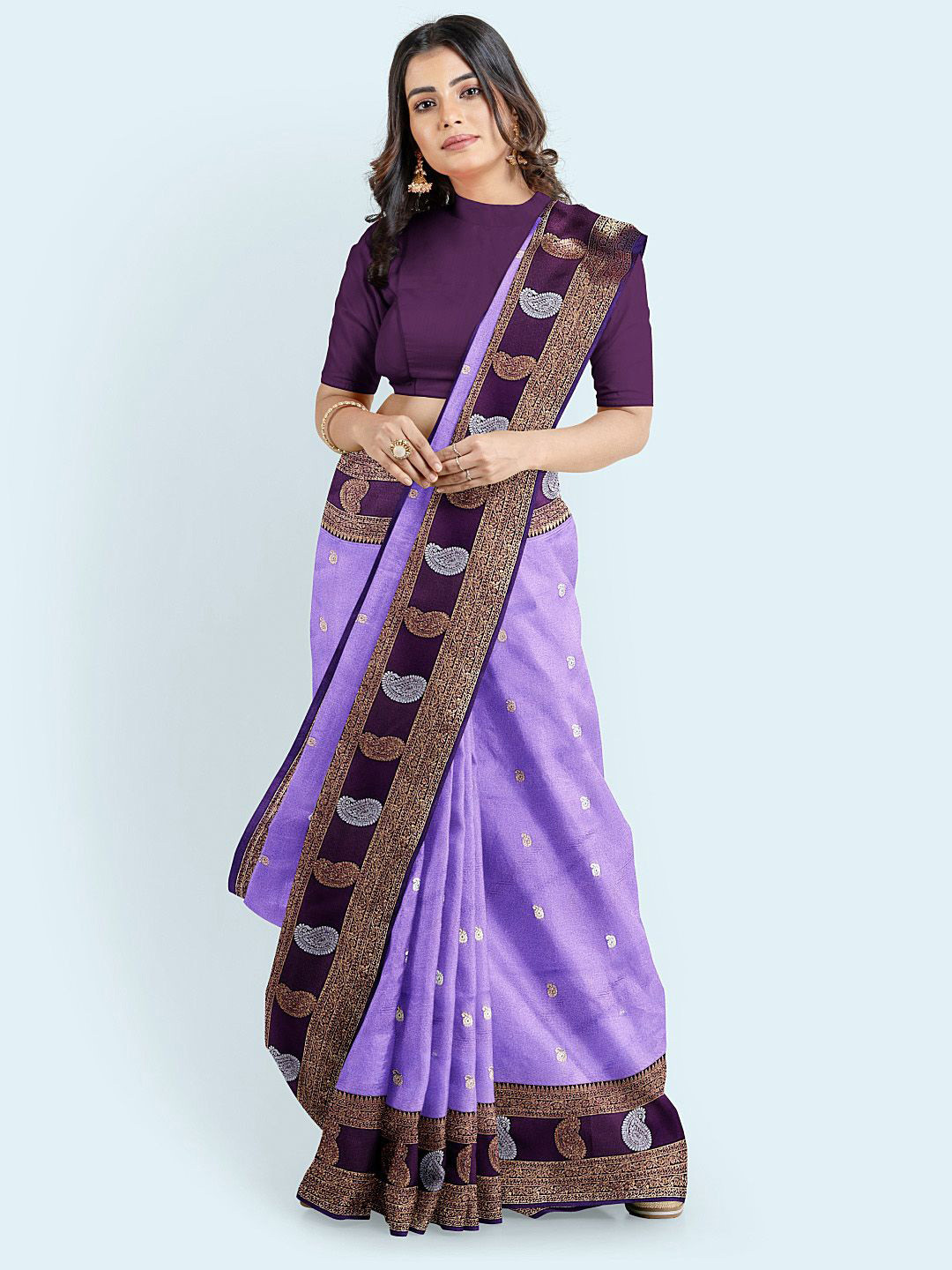 

Meena Bazaar Woven Design Zari Saree, Purple